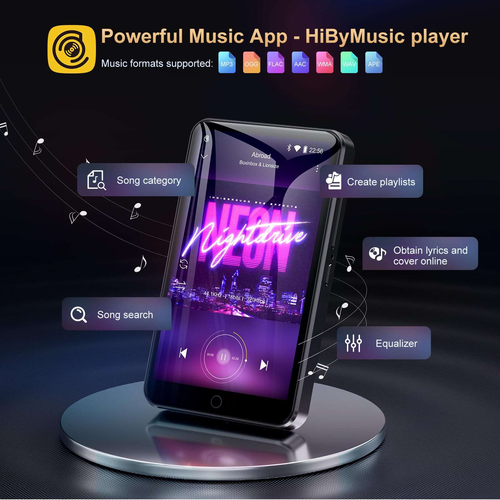 80GB MP3 Player with Bluetooth and WiFi, Mp3 & Mp4 Music Player with Spotify, Amazon Music, Deezer, Audible, Browser, 4.0" IPS Touch Screen Android Player with Speaker, FM Radio, Up to 512GB (Black) 4