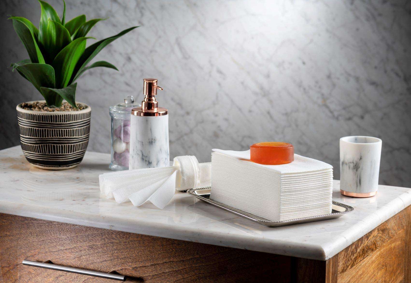 Lintext Disposable Linen-Feel Guest Towels - 12" x 17" Cloth-Like Hand Towels - Soft And Absorbent Paper Napkin For Bathroom, Kitchen, Or Event [Extra-Soft - Pack of 200] 6