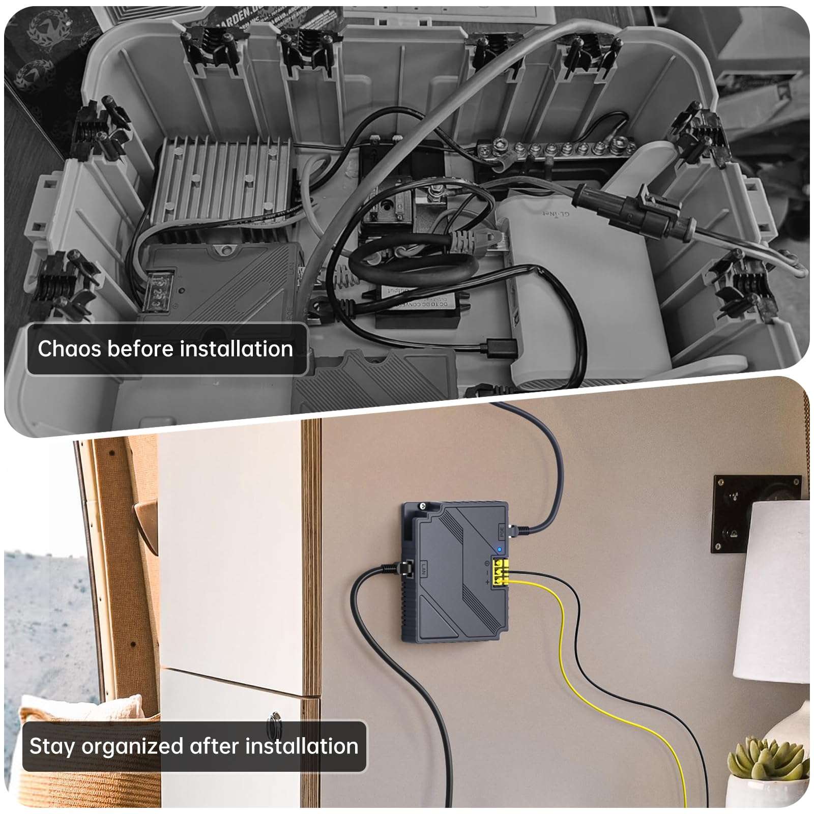 XLTTYWL Starlink V3 Poe Injector, 150W 2 in 1 GigE Passive & ESD Protection Starlink 12v Conversion Kit, Starlink DC Step UP Converter DC 9-36V/150W with gen3 Router Mount for Starlink Gen 3 Dishy 6