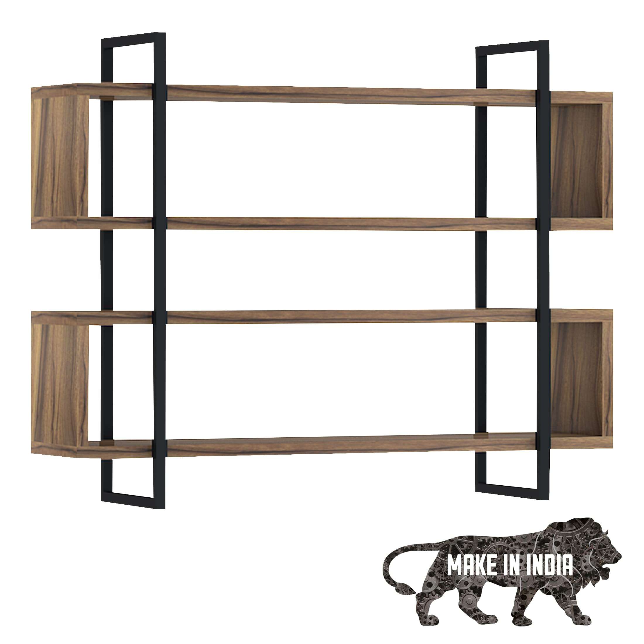Klaxon Maite Wood & Metal Wall Shelf for Home Decor, Kitchen, Living Room Wall Rack | Multipurpose Wall Mounted Shelf (30 * 8 * 24 Inches, Asian Walnut & Black) 4