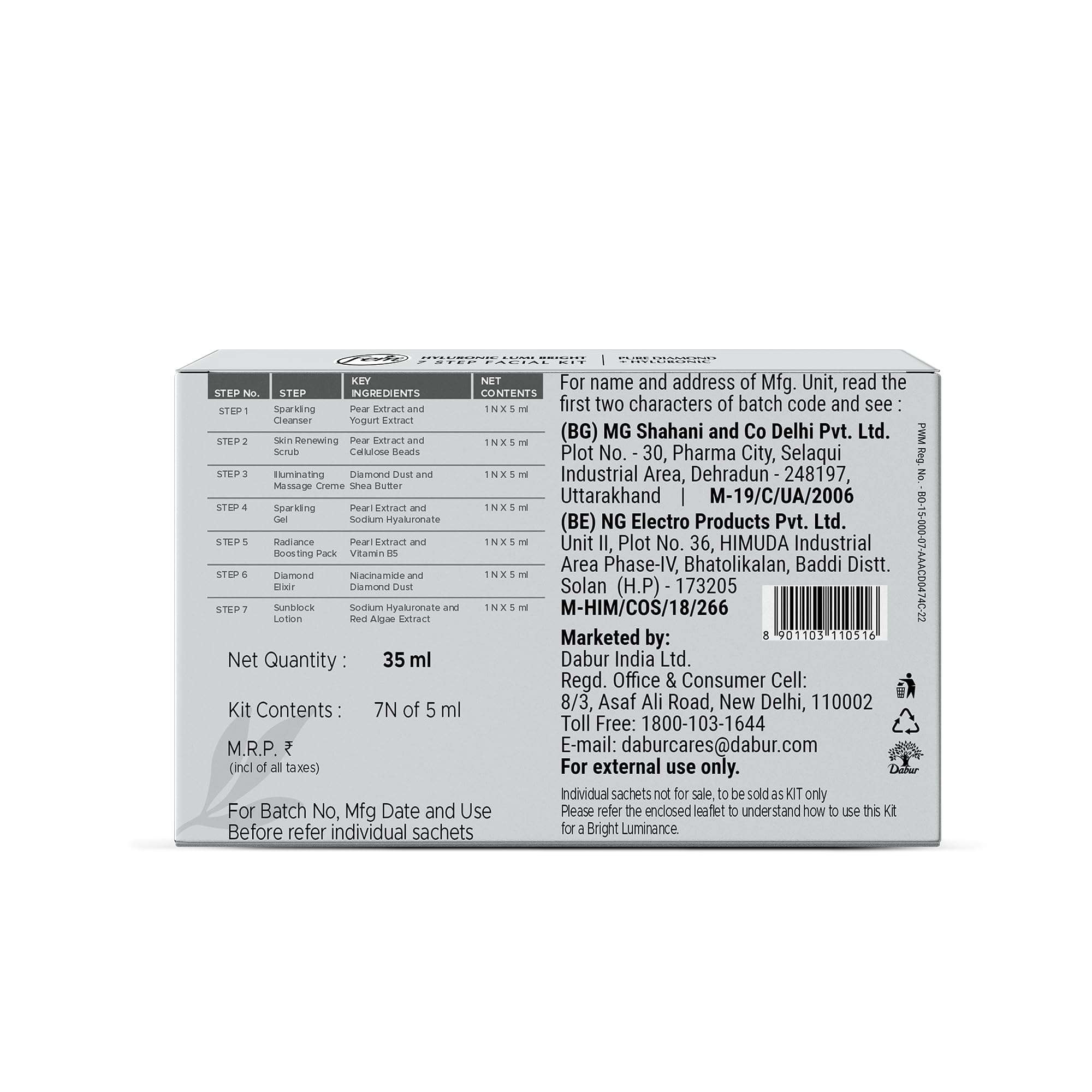 Fem Hyaluronic Lumi-Bright Facial Kit with Pure Diamond & Hyaluronic Acid – 35ml | Instantly Brightens & Hydrates | Reduces Dullness & Dark Spots | Gives Luminous, Smooth & Youthful Skin 3