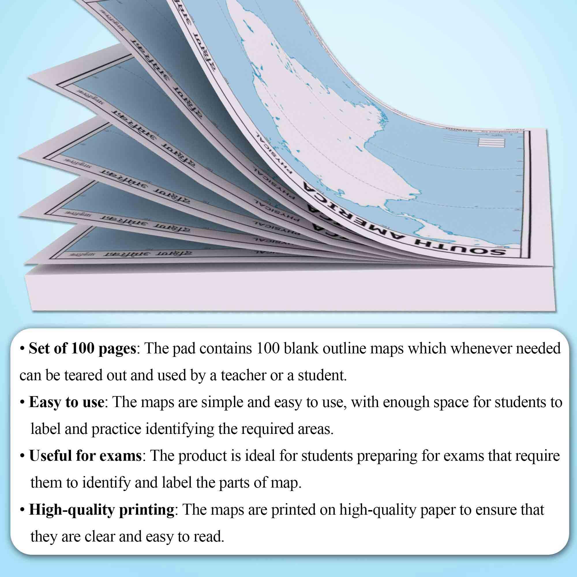 SMALL - 100 SOUTH AMERICA POLITICAL OUTLINE MAP FOR SCHOOL and SMALL - 100 SOUTH AMERICA PHYSICAL OUTLINE MAP FOR SCHOOL | Combo of 2 4
