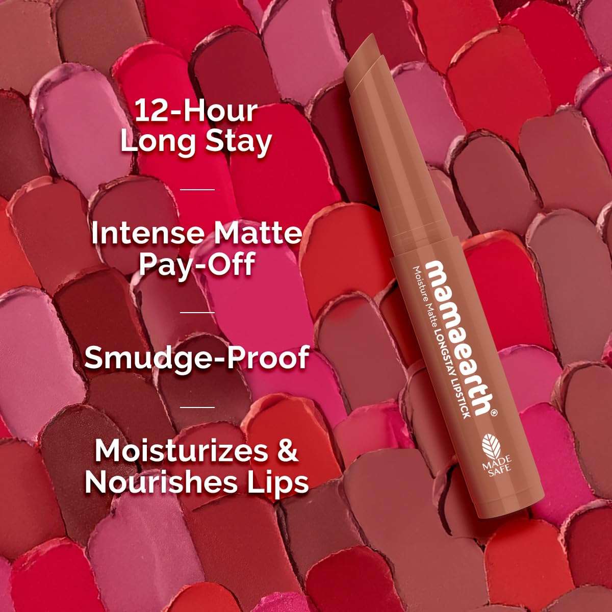 Mamaearth Moisture Matte Longstay Mini Lipstick with Avocado Oil & Vitamin E for 12 Hour Long Stay-04 Cinnamon Nude - 0.7 g 4