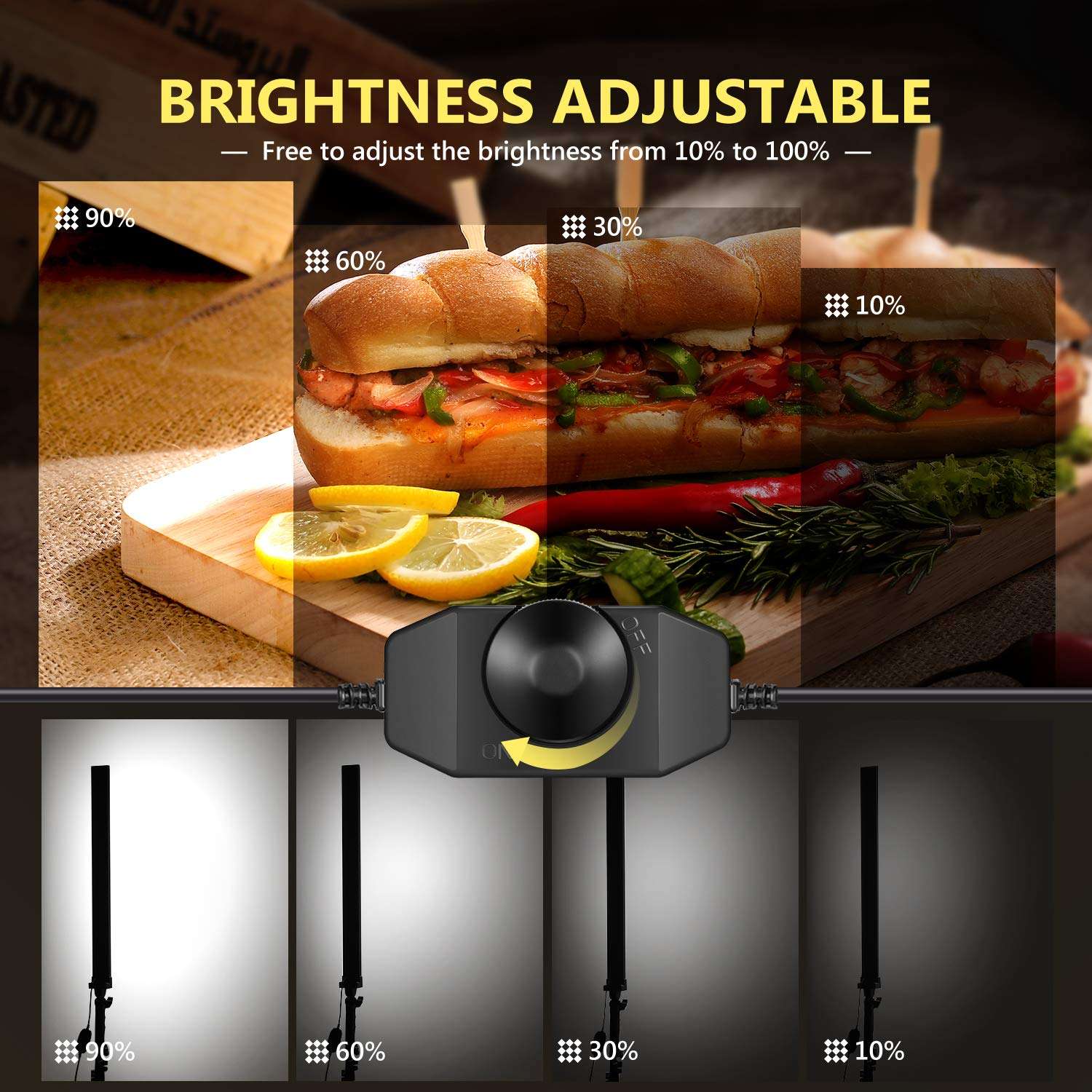 Neewer 3-Pack 60 LED Video Lighting Kit with Adjustable Brightness, 2.24 Meters Light Stand 3