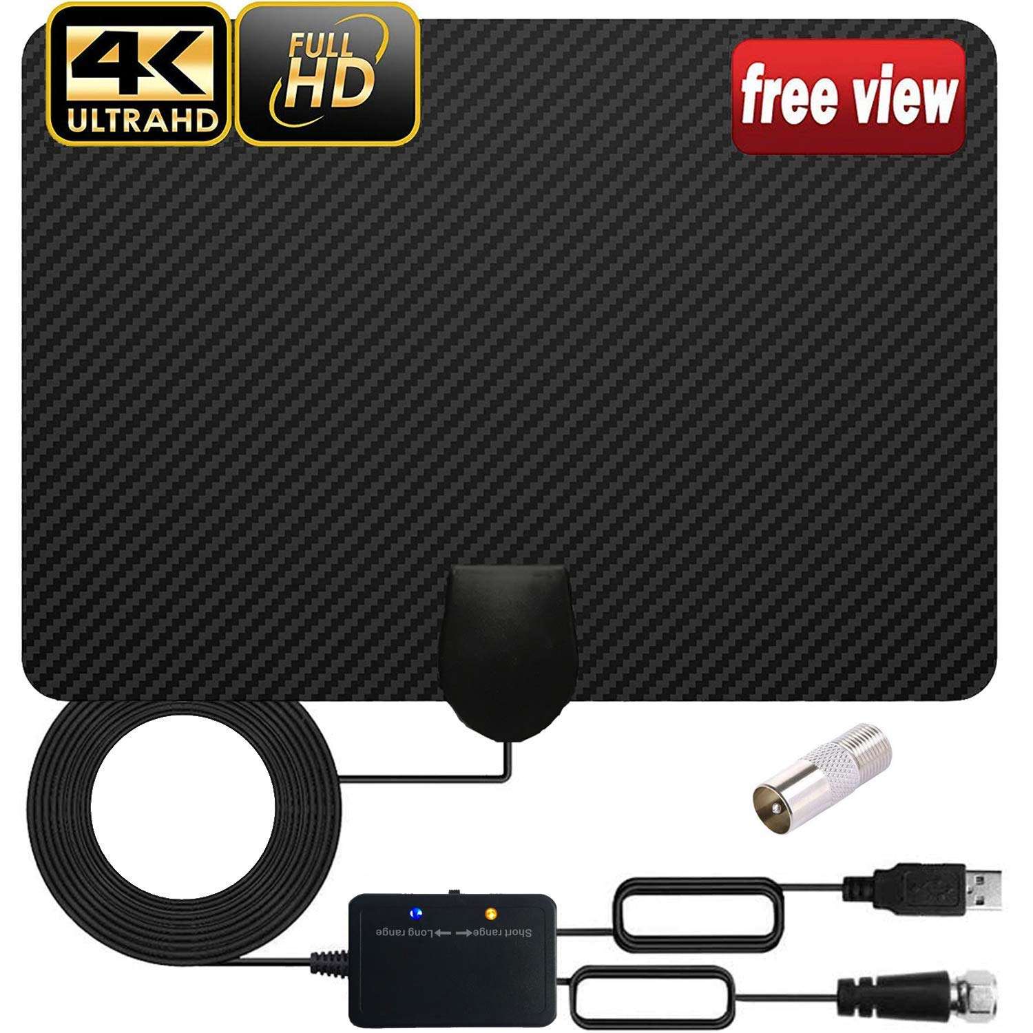 TV Antenna Outdoor Digital HDTV Antennas Indoor Full Angle 32ft Coaxial Cable 160 Miles Signal Booster Amplifier for 4K 1080P TV RV Attic Television UHF VHF Local Free Channels [ Upgraded ]