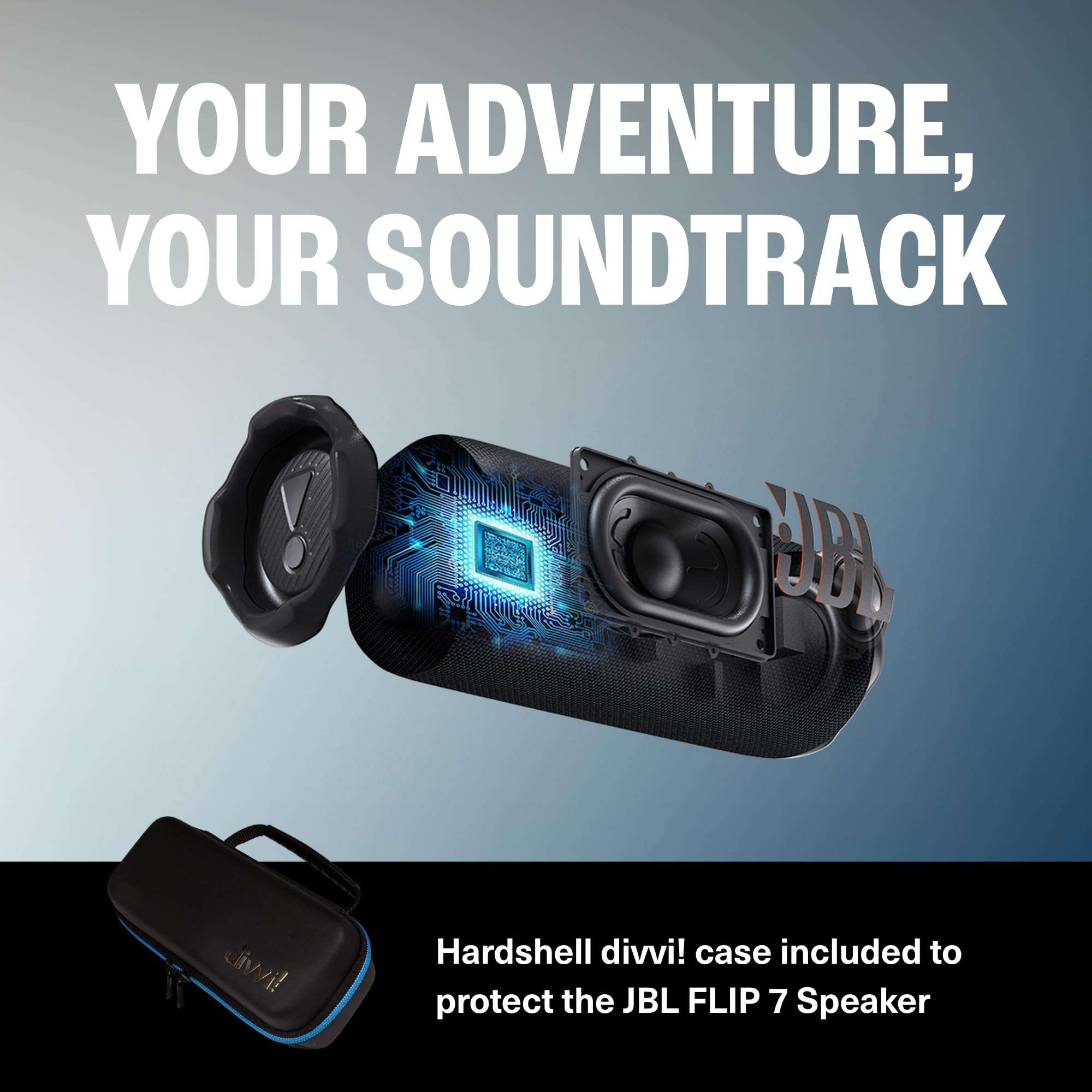 JBL Flip 7 (Black) + Bundle with divvi! Protective Hardshell Case (Black) 3