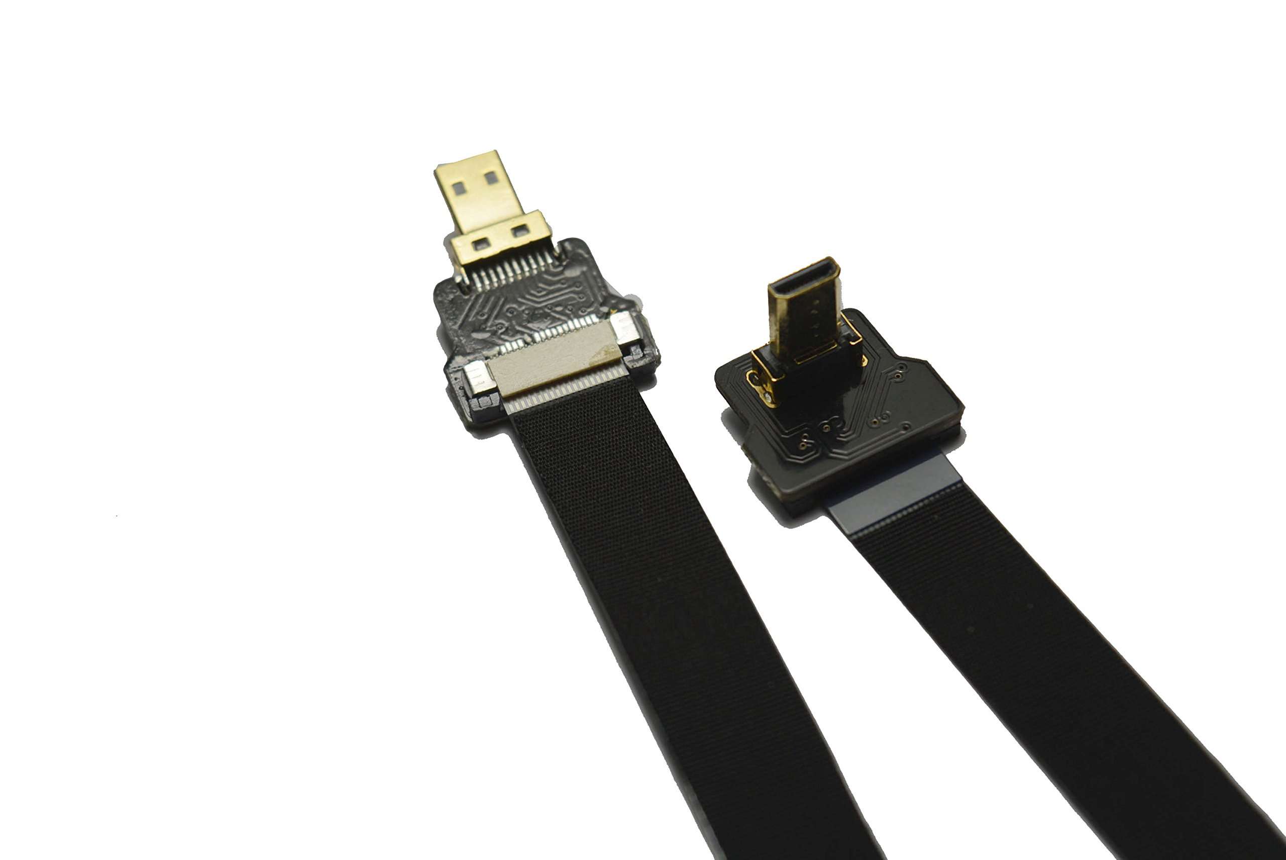 Permanent Flat Slim Thin Small HDMI FPV HDMI Cable Micro HDMI 90 Degree Angled Male to Micro HDMI Straight Male for brushless Gimbal handhold Gimbal dsrl FPV DJI Drone Black 30CM 1
