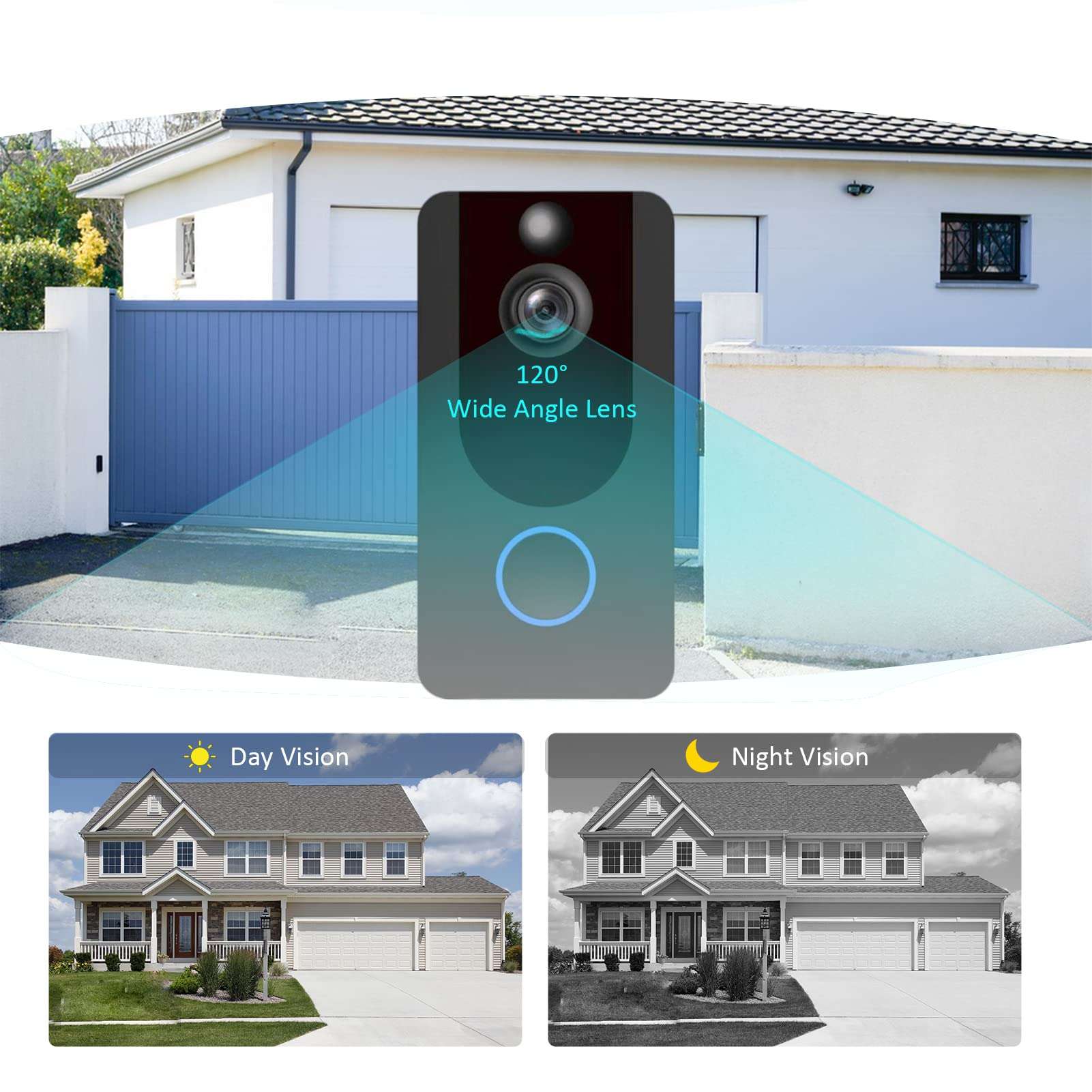 Acogedor Ring Video Doorbell WiFi Wireless Doorbell Camera with Motion Detection, 1080P HD, Night Vision, Remote Intercom Door Bell Cameras Wireless 6