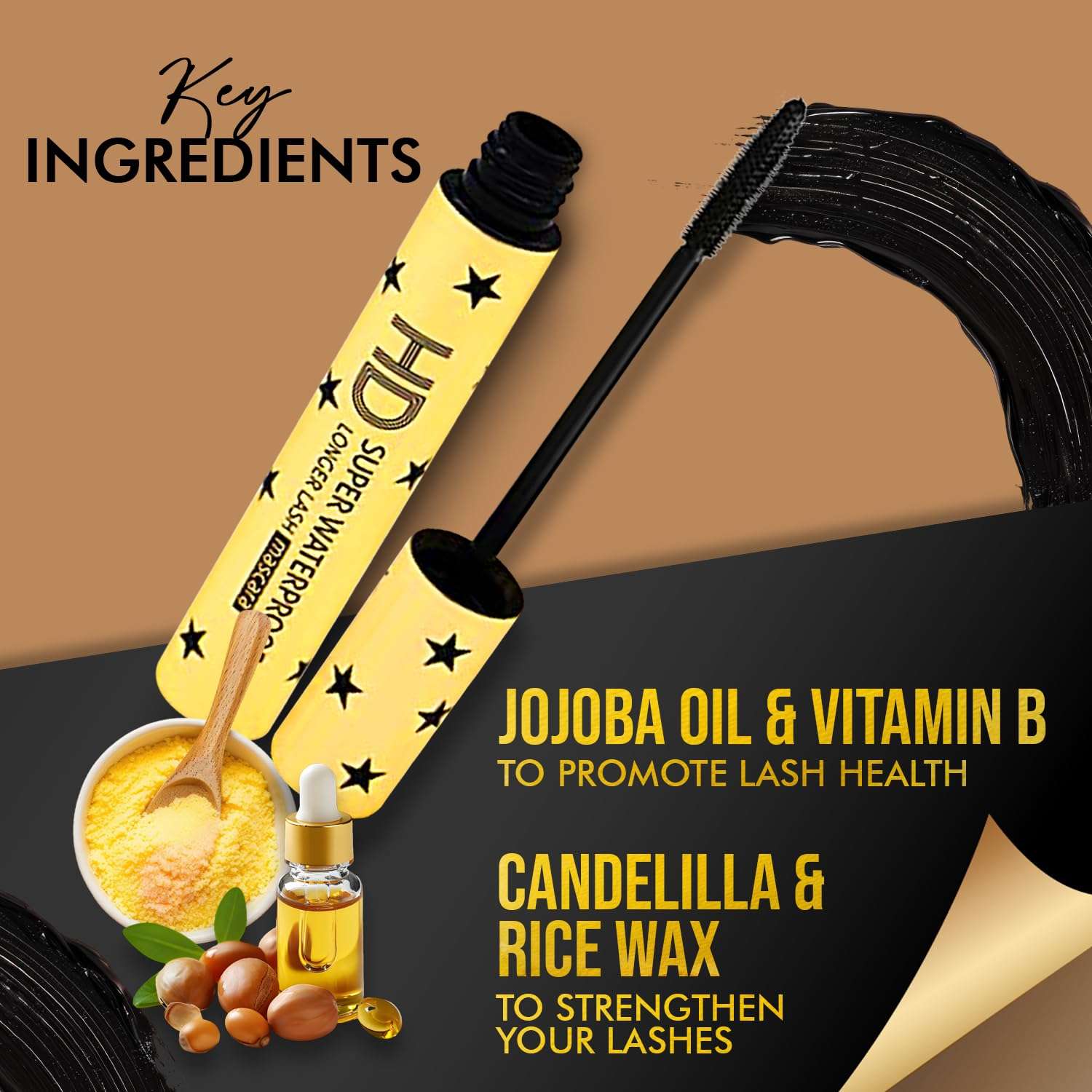 Fashion Colour AROMA FORMULA MASCARA SUPER WATERPROOF LONG LASH MASCARA (10g) 2 IN 1 Primer + Concealer, Oil-Free Long Lasting and Silky Smooth Texture (4.8g+4g) (Shade 03) 5