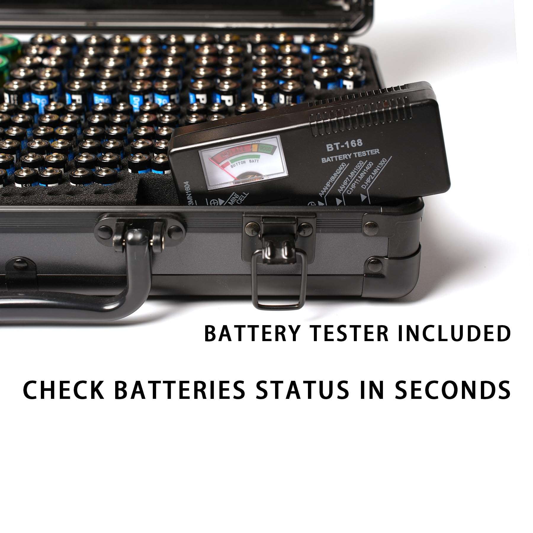 Hard Battery Organizer case with Tester, Battery Storage case Holding Various Batteries, Shock-Proof, fire-Resistant Battery Box(no Battery) 5
