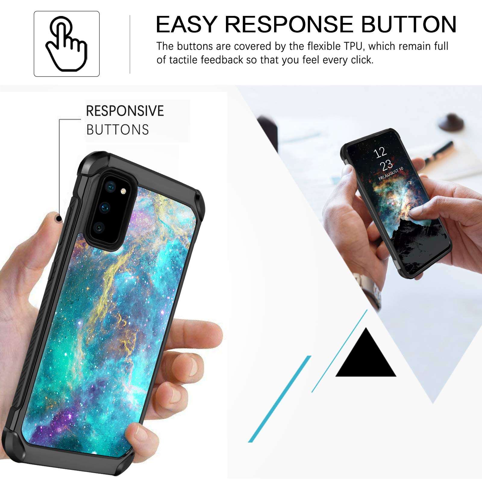 BENTOBEN Samsung Galaxy S20 Case 2020, Glow in The Dark Dual Layer Hybrid Hard PC Soft TPU Rubber Rugged Anti-Slip Shockproof Protective Phone Cases for Samsung Galaxy S20 6.2 Inch, Nebula 5