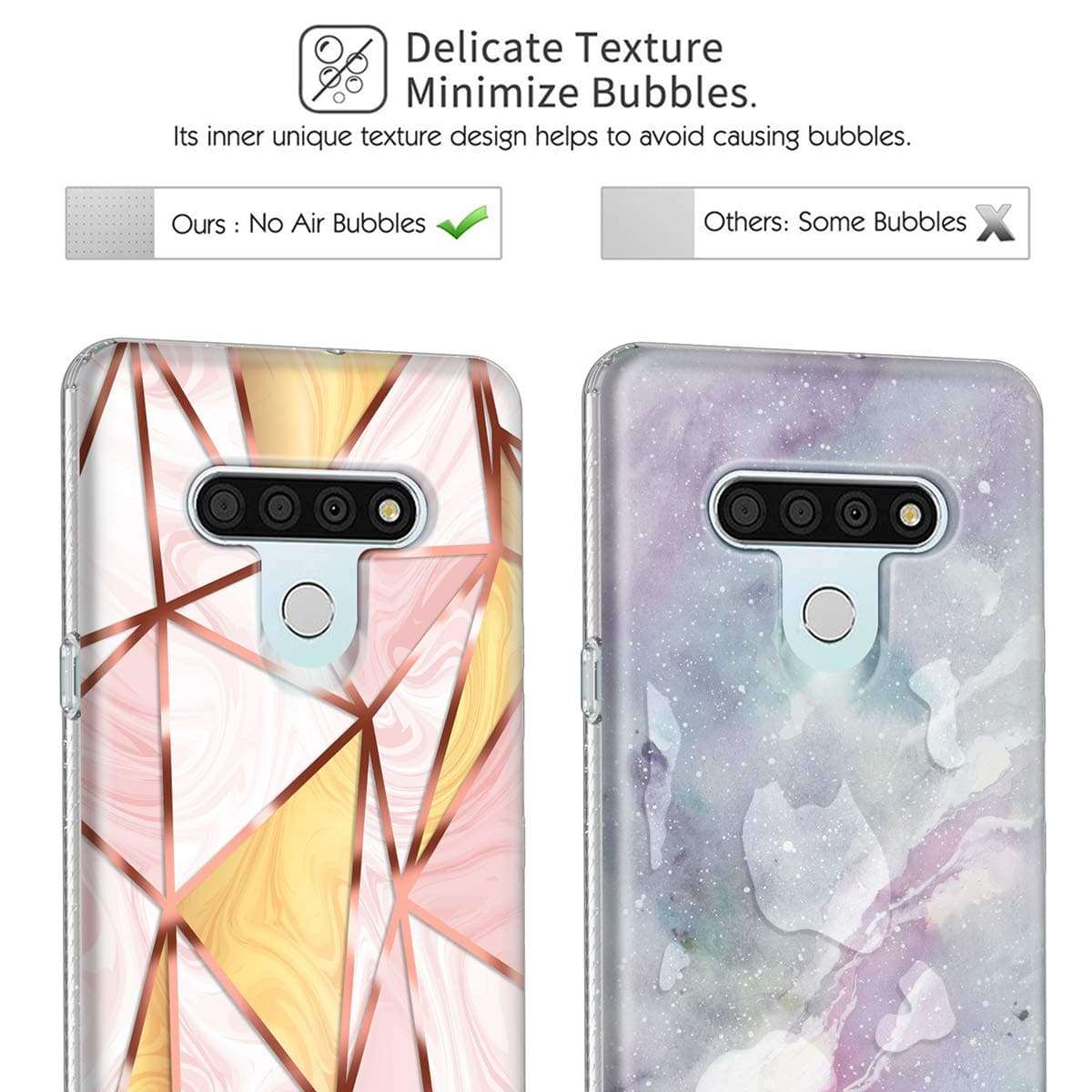 Lamcase for LG Stylo 6 Case Crystal Clear Sparkly Glitter Shiny Soft Flexible TPU Slim Fit Hybrid Drop Protection Tough Rugged Shockproof Cover Case for LG Stylo 6, Glitter Marble/Rose Gold 3