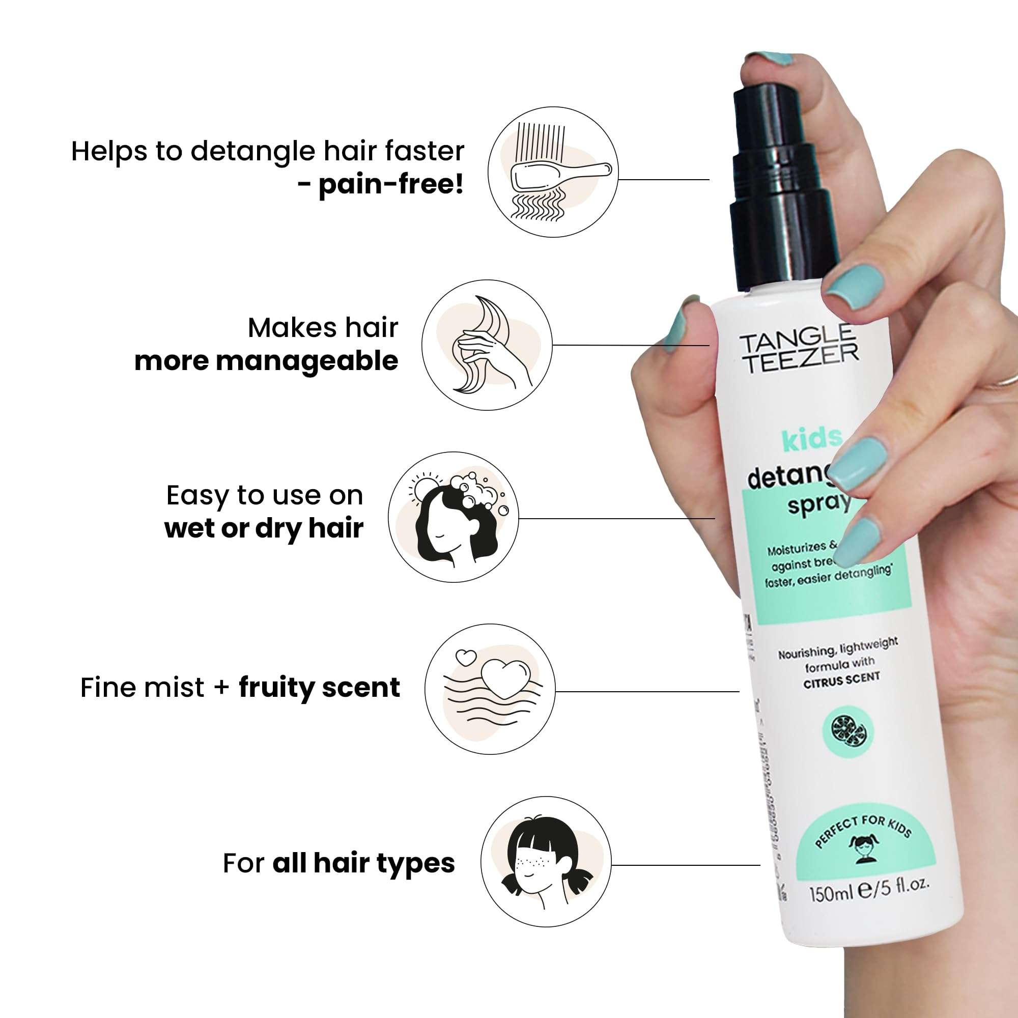 Tangle Teezer Hair Detangler Spray & Ultimate Detangler Brush Duo, with Sulfate-Free Spray & Wisteria Leaf Mini Hairbrush, for All Hair Types 5