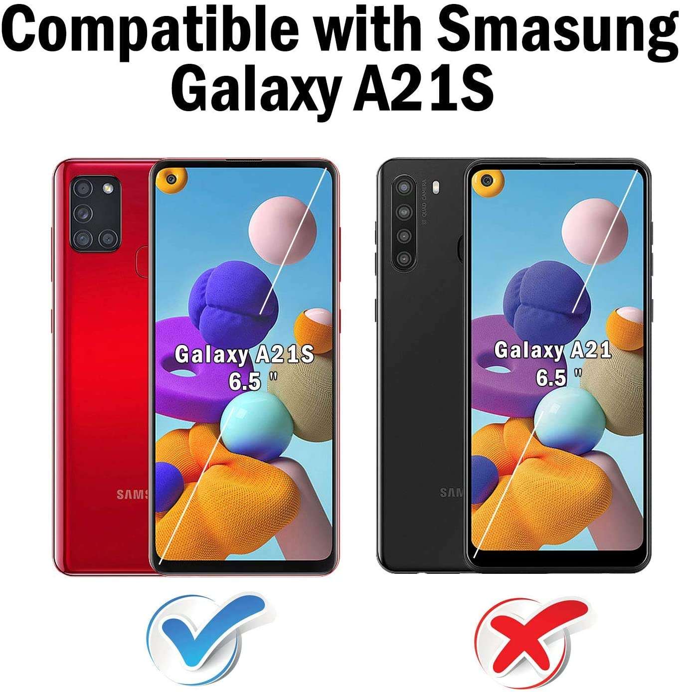 REAMOUNT Samsung Galaxy A21S Case, [ Military Grade ] with [ Glass Screen Protector] Drop Tested Protective Case | Kickstand | Compatible with Samsung Galaxy A21S (Black) 2