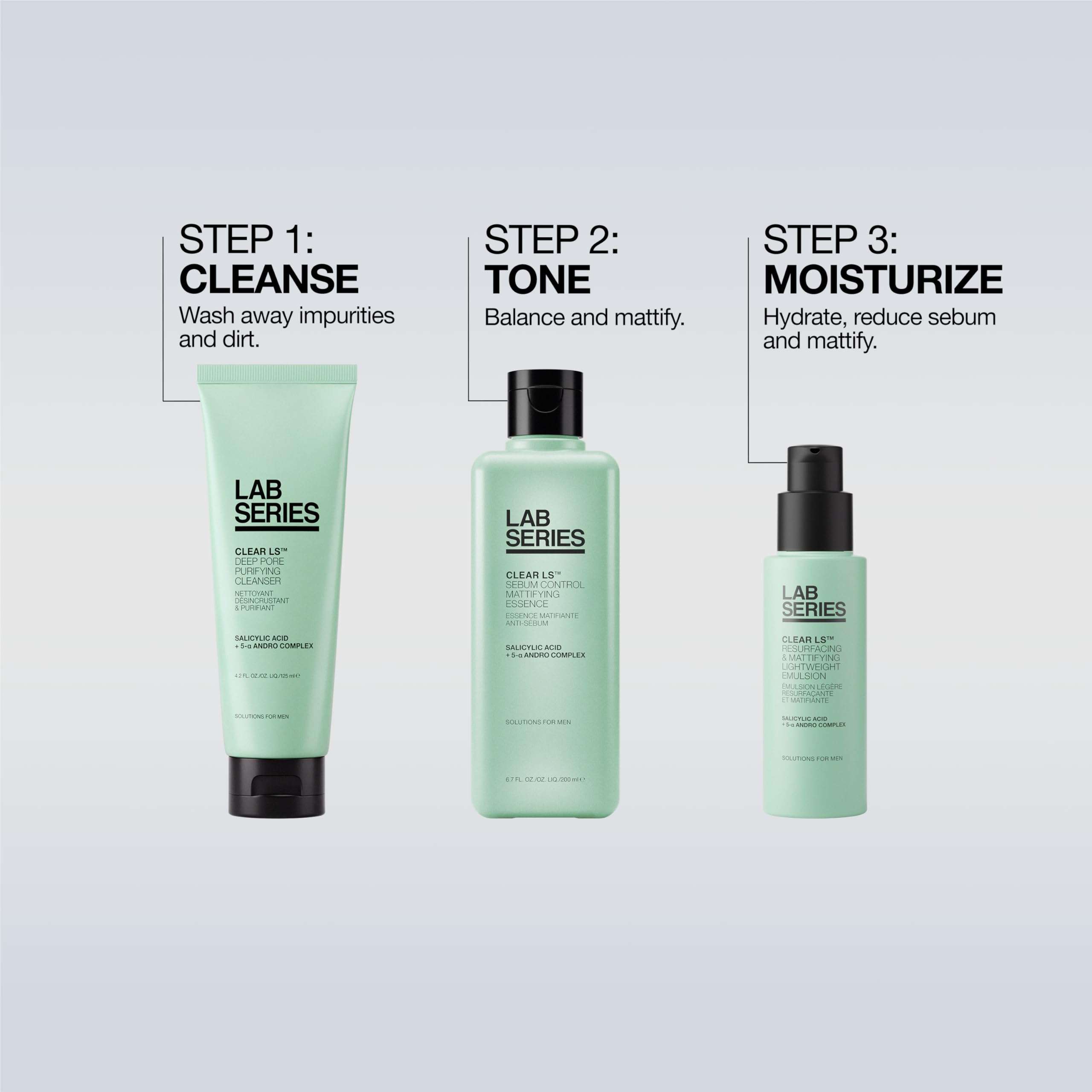 Lab Series Clear LS Oil Control Mattifying Toner for Men with Salicylic Acid | Men's Face Essence Suitable for Acne Prone Skin - Skin Care for Men, 6.7 Fl Oz 6