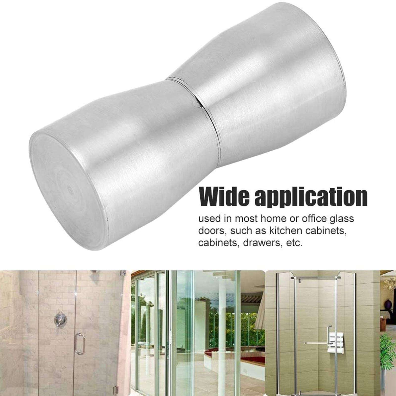 AWCPP Handles, 4Pcs Shower Room Door Knobs Stainless Steel Glass Door Handles Sn Round Bathroom Door Handle Door Lever Set 3