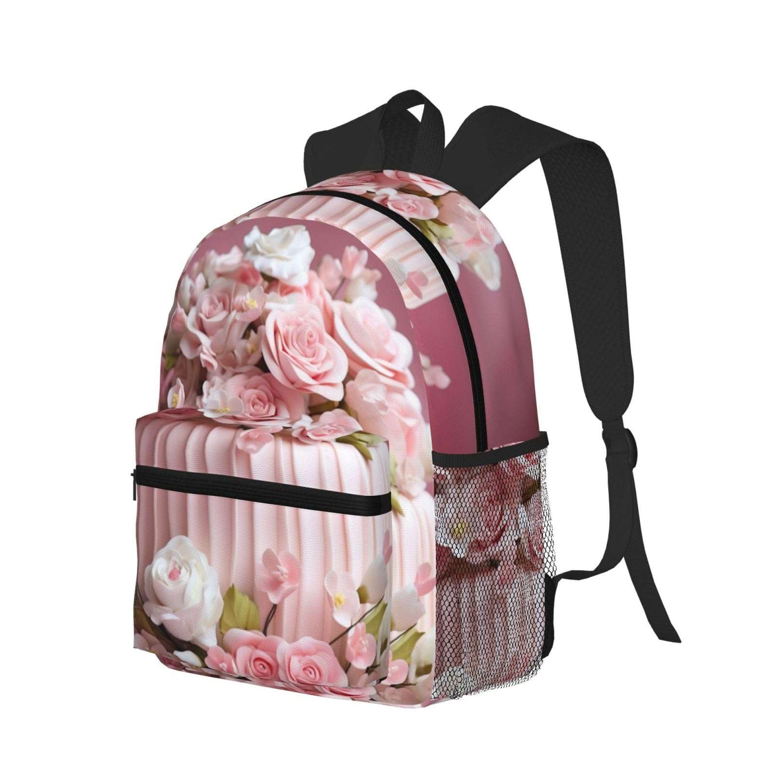ASSORT Beautiful Flower Cake Print Laptop Backpack Anti Water Bag For Men Women, Travel, College, Work, And Business 3