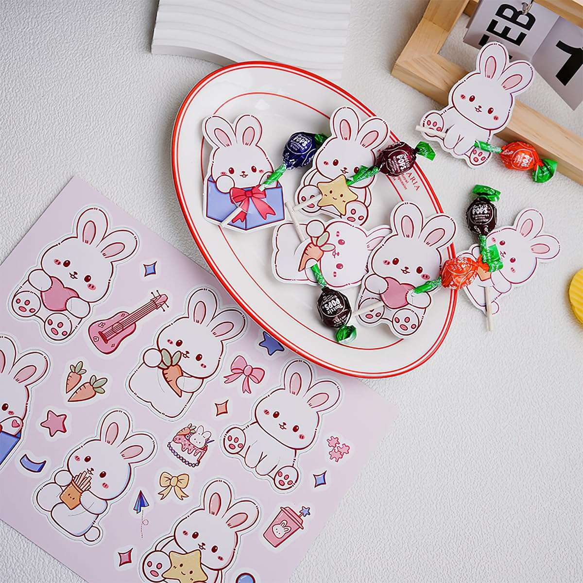 60Pcs Easter Bunny Candy Paper Cards Cute Rabbit Candy Chocolate Egg Holder Package Wrapping Greeting Card for School Classroom Exchange Cards Party Favors Decoration Supplies 6