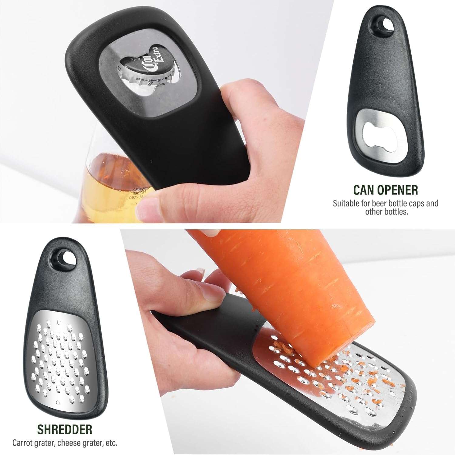 Stainless Steel Kitchen Gadget Set, 6-Piece Stackable Tools, Includes Grater, Garlic Grinder, Pizza Knife, Vegetable Peeler, Spice Cutter for RVs, Camping, Manual Operation Without Power 5