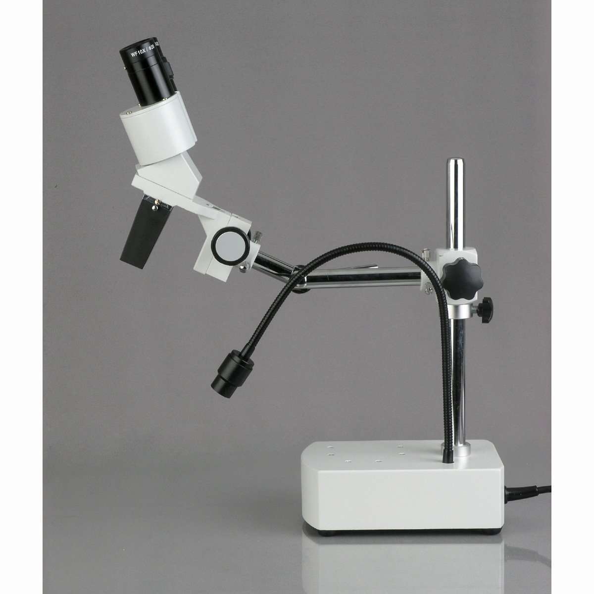 AmScope SE400-X 5X-10X Binocular Boom Arm Stereo Microscope with LED Gooseneck Light 6