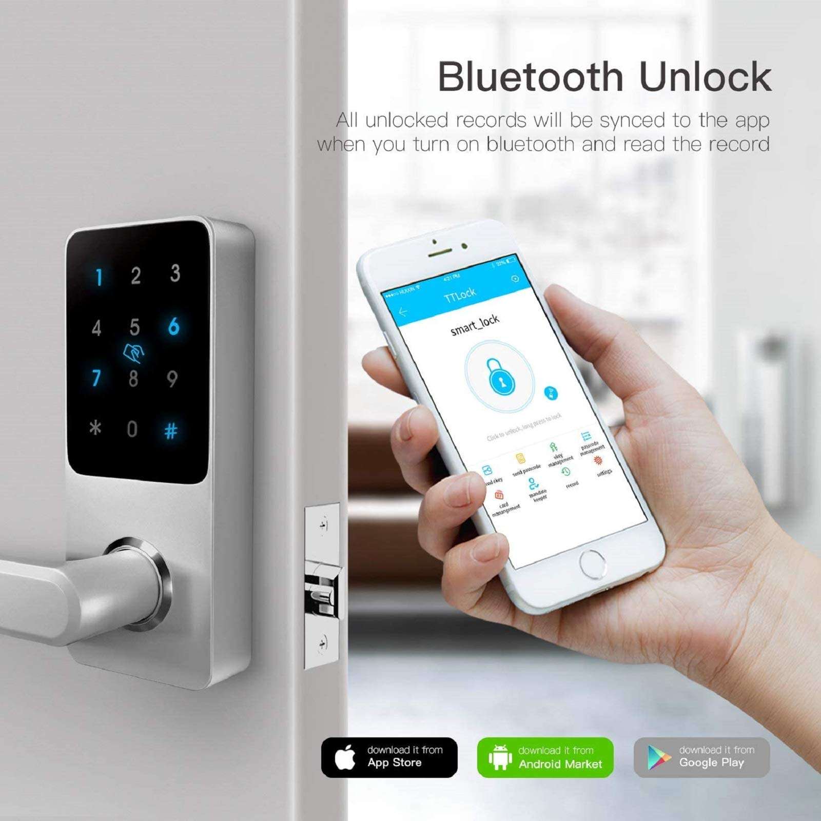 Keyless Entry Smart Door Lock, Smart Lock with Fingerprint, Touchscreen Keypad, Anti-peep Passcode, Electronic Digital Lock with Handle, High-Security Easy to Install for Home Office Hotel, Left Hand 4
