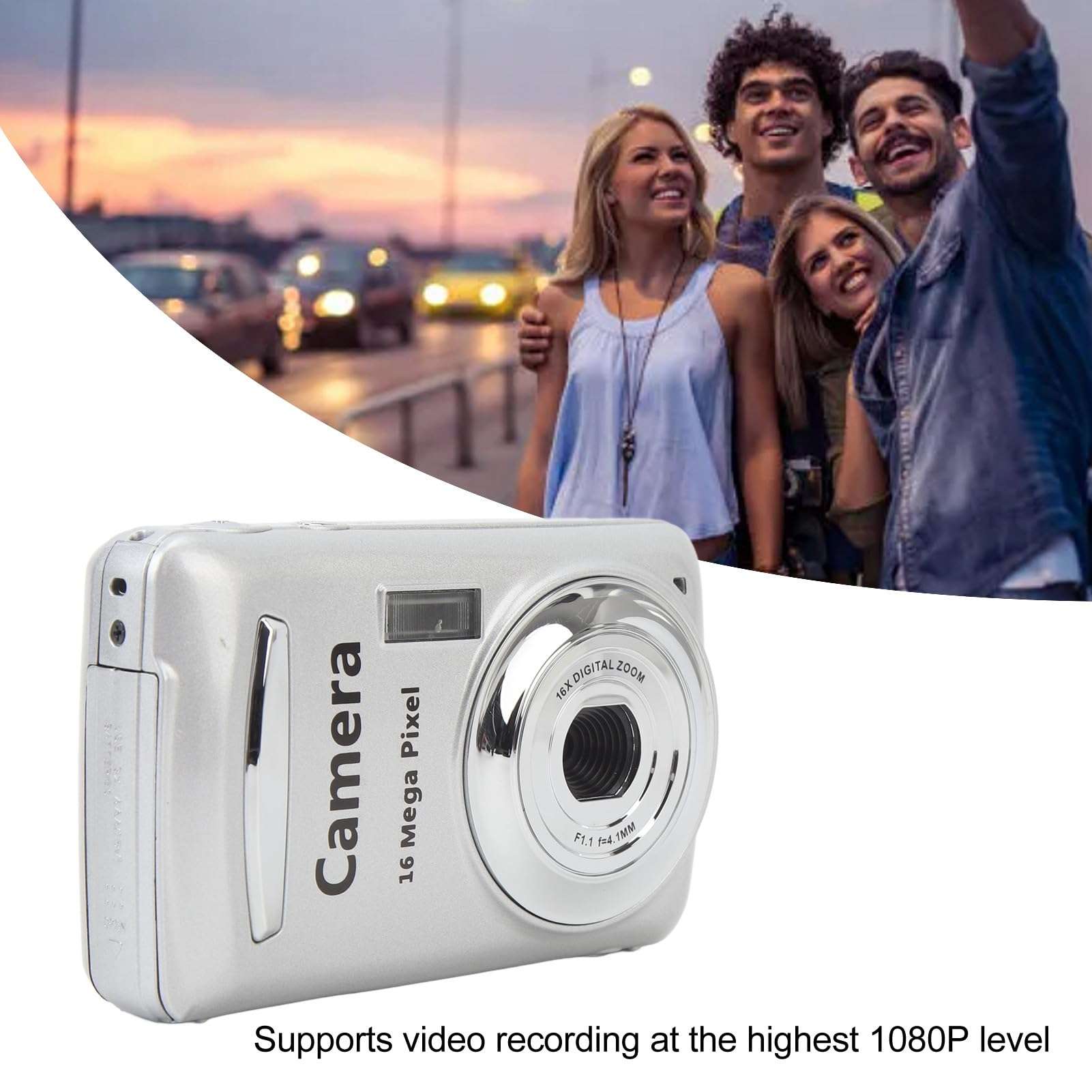 Digital Camera, 1080P 16X Digital Zoom Point and Shoot Camera for Photography & Video, 2.4 Inch Display Screen, Anti Shake, for Students, Beginners (White) 4