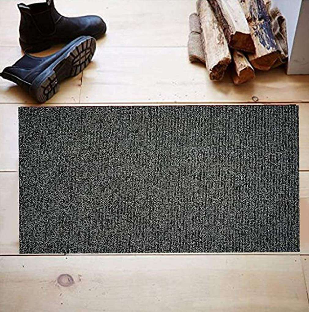 TYSSCHO Anti-Slip Microfiber Soft Bath Mat, Size 40 x 60 cm - Bathroom Rugs Suitable for Kitchen, Bedroom and Bathroom, Dry Fast Water Absorbent & Machine-Washable Set of 1, Grey Black, 18x30 5