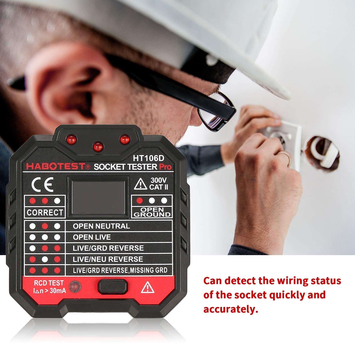 GZLMMY US Socket Tester GFCI Outlet Tester Automatic Electric Circuit Polarity Phase Voltage Detector Wall Plug Breaker Finder RCD Test (US Plug) 3