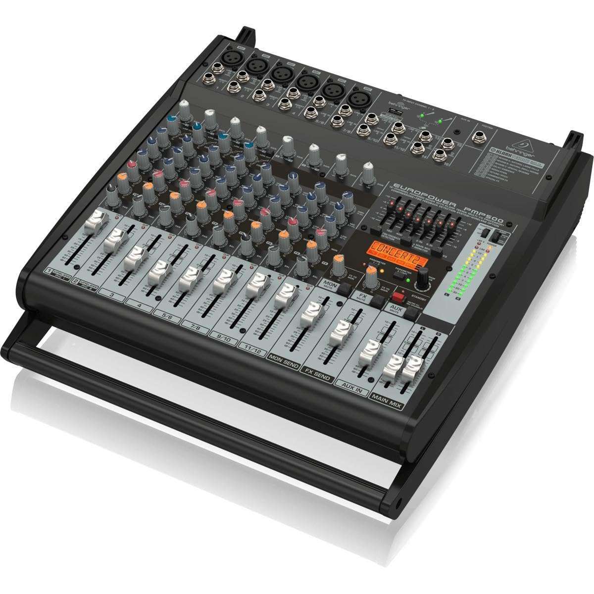 Europower PMP500 500W 12-Channel Powered Mixer with KLARK TEKNIK Multi-FX Proces sor, Compressors, FBQ Feedback Detection System with 3x 25' XLR M to XLR F Cable 5