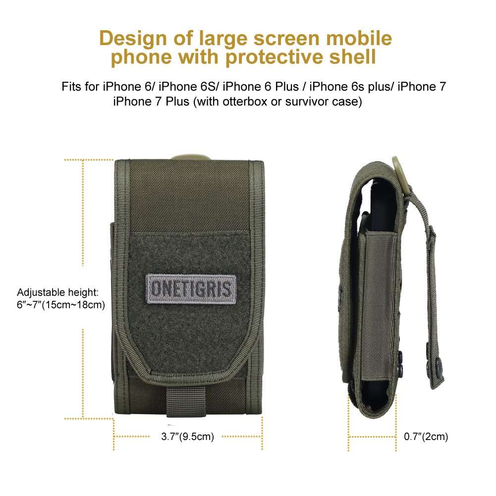 OneTigris Phone Pouch, Tactical Cell Holster with MOLLE Strap, for iPhone 17 Pro Max/Air/17 Pro/17/16 Pro Max/15 Pro Max/14 Pro Max/13 Pro Max, for Galaxy S25 Ultra 5