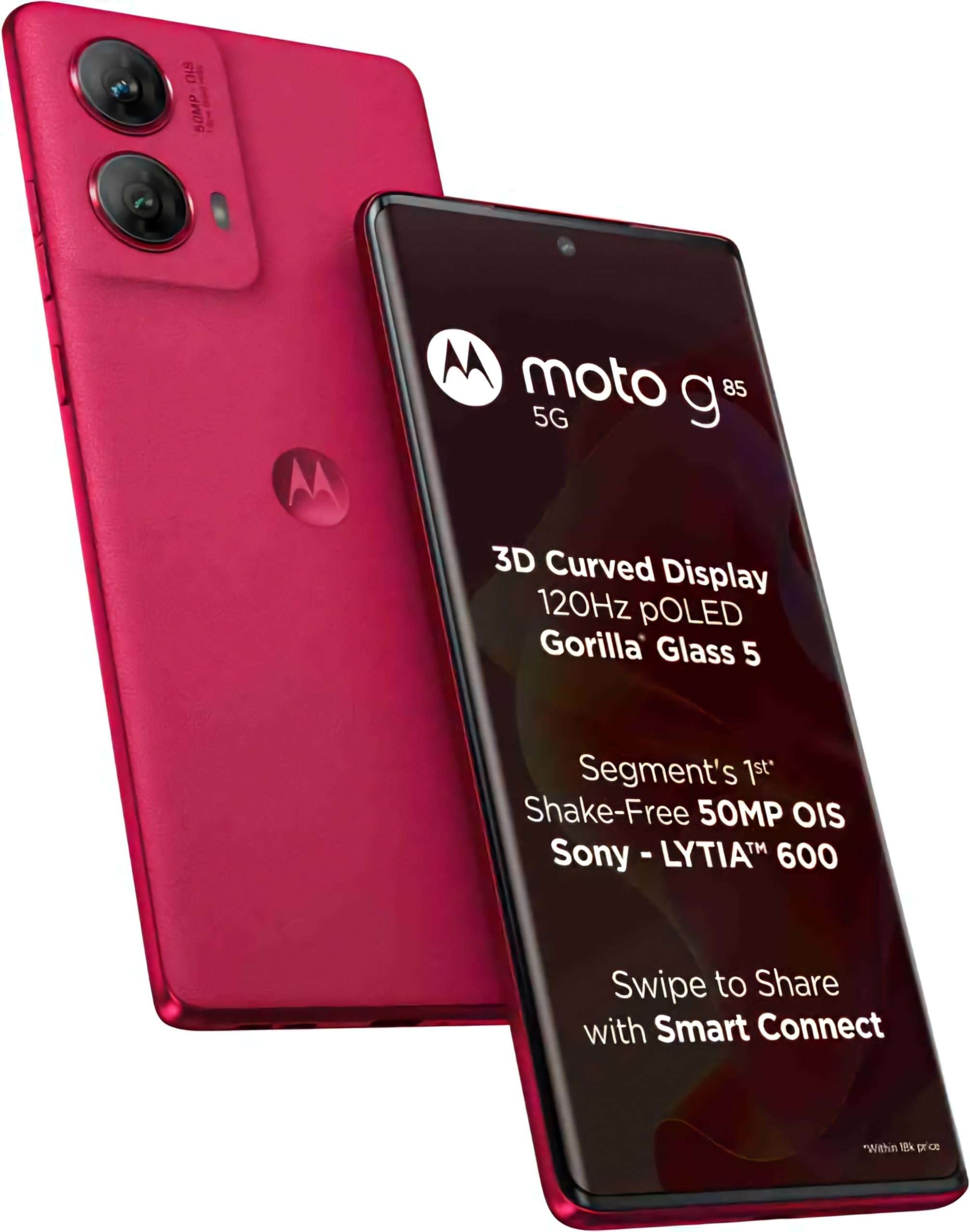 Motorola G85 5G (Viva Magenta, 8GB RAM, 128GB Storage) | 6.67" 3D Curved pOLED 120 Hz Display | Brilliant Shake Free 50 MP OIS Sony - LYTIA 600 Camera | 6s Gen 3 Processor | 33 W TurboPower Charging