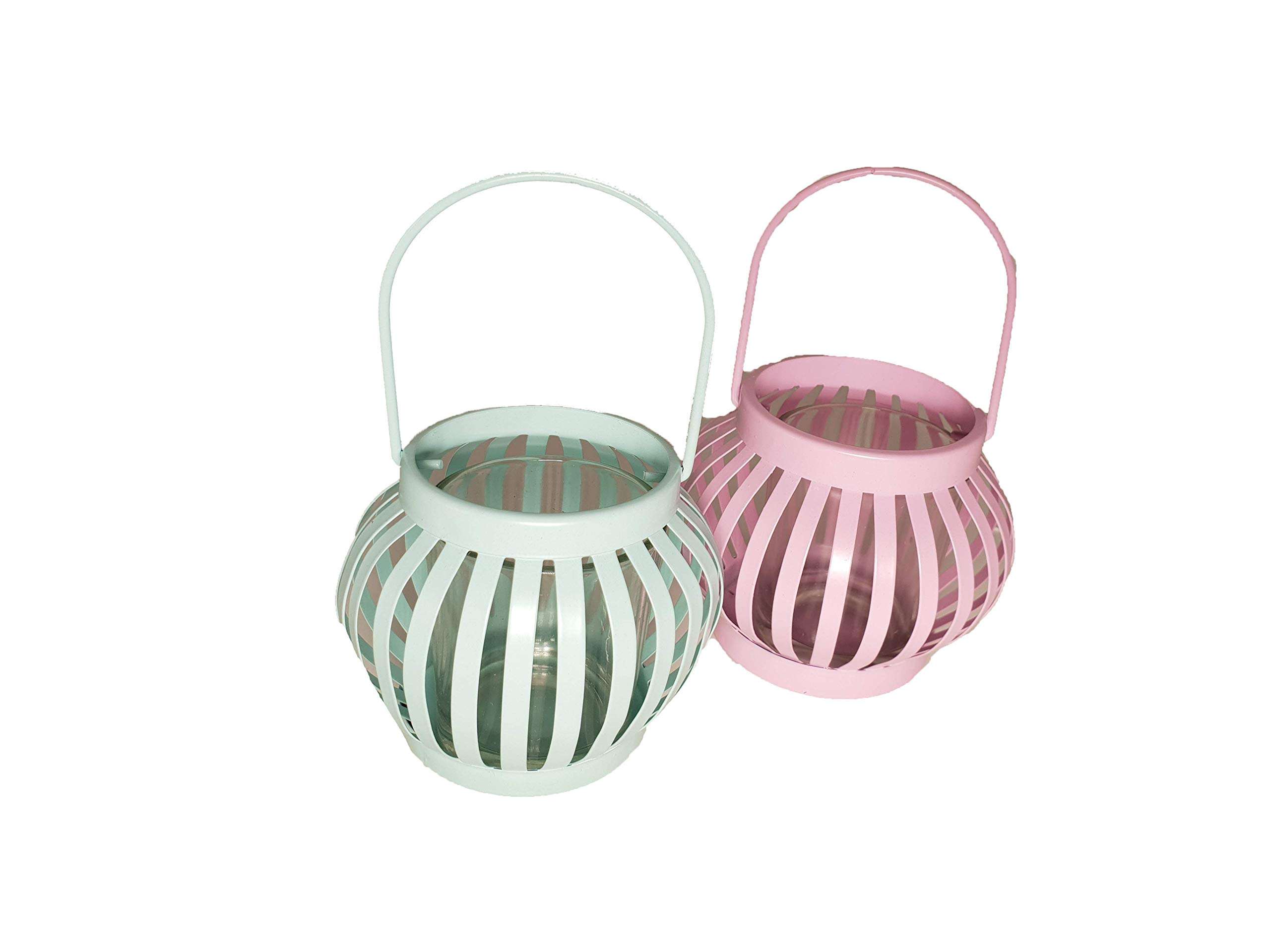 My Party Suppliers Pink/Green Candle Holder/Home Decor Hangings Lantern with Tealight Candle (1 pcs Random Color) 5