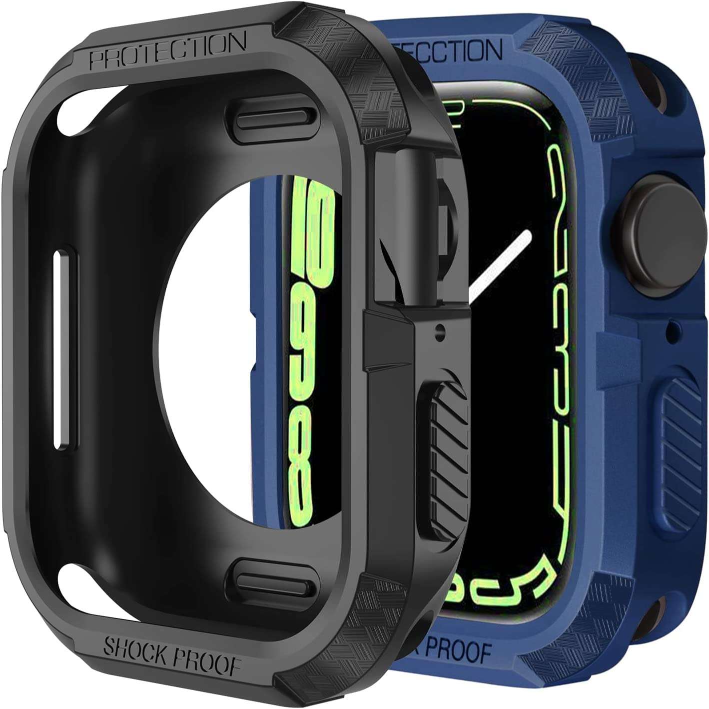 Printme Rugged Case Compatible with Apple Watch Series All Around Shockproof Bumper Case Protective Cover Frame for iWatch Series 6/5/4 44mm - Black+Blue (41mm/40mm) 1