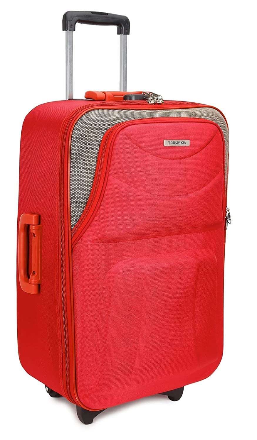 New Jersey Travellers Scottish Model Polyester Soft-Side 55cm Small Cabin 2 Wheels Luggage Trolley Bag with Spinner Wheels (Small, Red Brown)