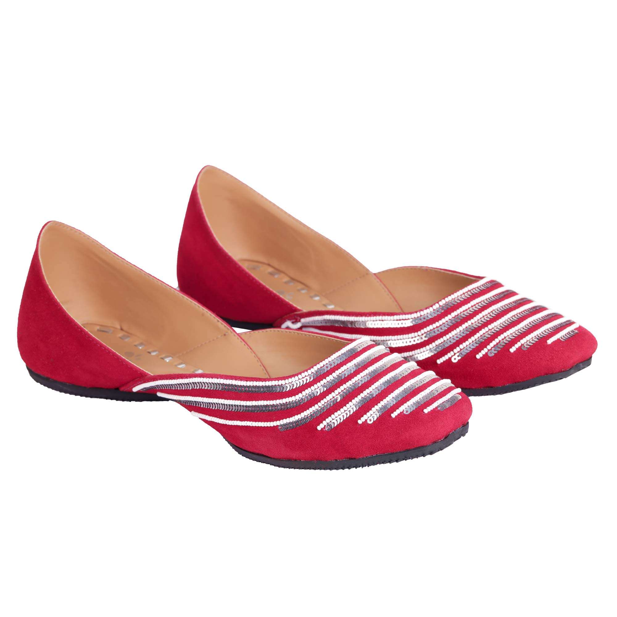 Amica Slexia Women's Leather Casual & Formal Jutis & Mojari (Red_Size-6) 5