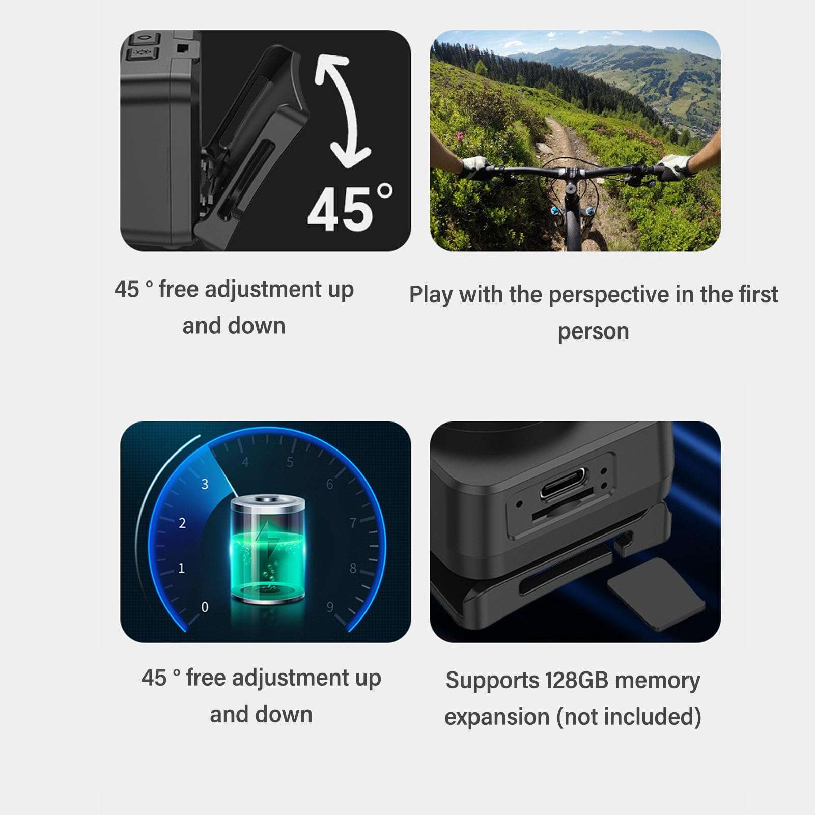 Diyeeni Headlamp Wearable Camera, 1080P Mini Head Mounted Action Camera, 45° Adjustable LED Light, Rechargeable Body Video Camcorder for Night Outdoor Cycling Running Hiking 4