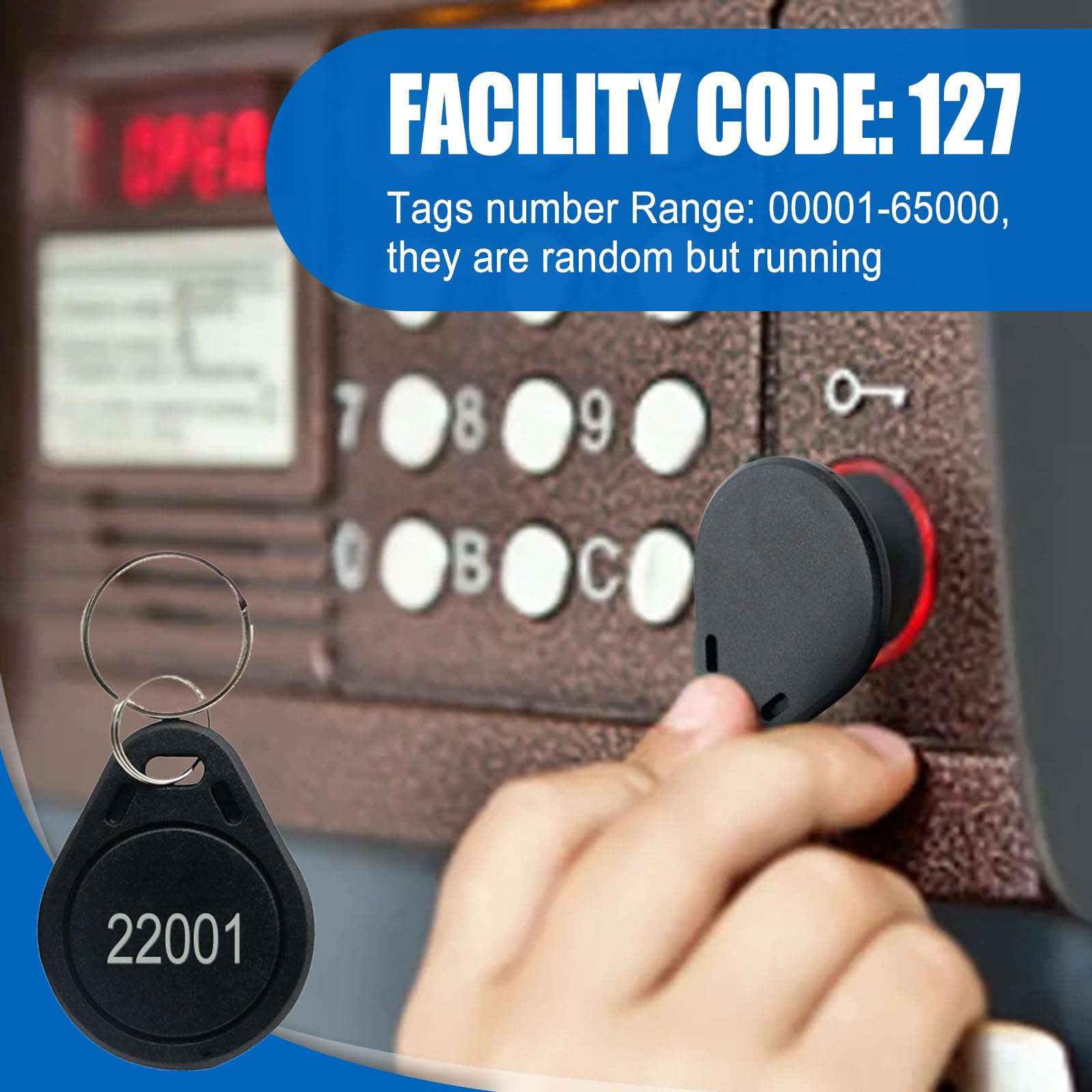 Yuqutum 50 Pcs 26 Bit Proximity Key Fobs Compatable with Prox Key ISOProx 1346 1386 1326 H10301 Format Readers, Works with The Vast Majority of Access Control Systems (50 PCS) 4