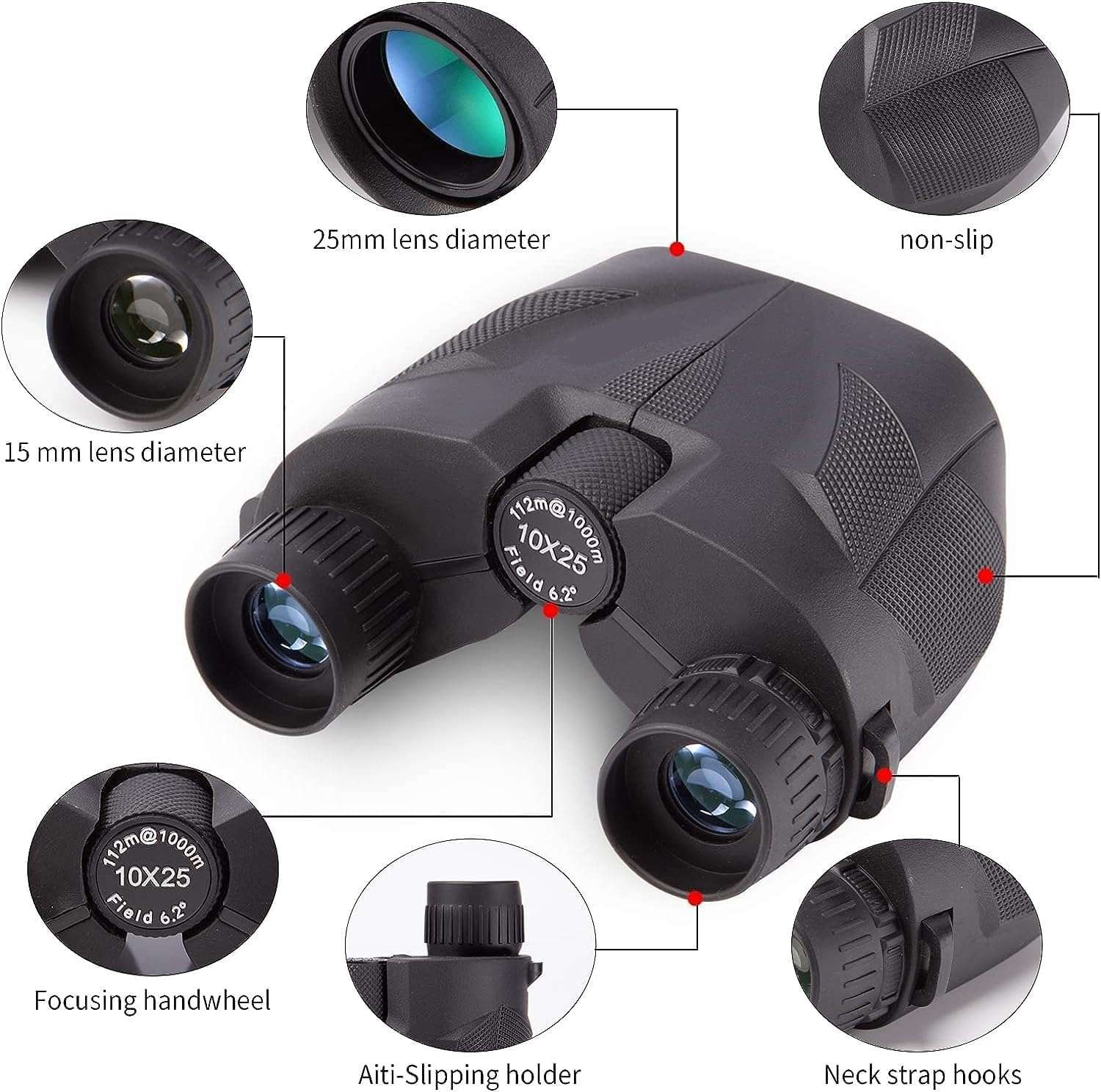 HD Vision Binoculars 10000M High Power for Outdoor Hunting Optical Vision Binocular Fixed Zoom Adjustable Lens Waterproof with Storage Bag (10X25 N) 4