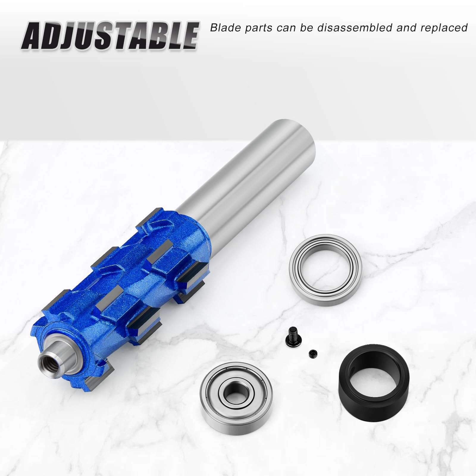 MEANLIN Flush Trim Router Bit 1/2 Inch Shank, 45mm Cutting Length Spiral Cutting Router Bit for Woodworking Trimming, Cutting Diameter: 3/4" 5