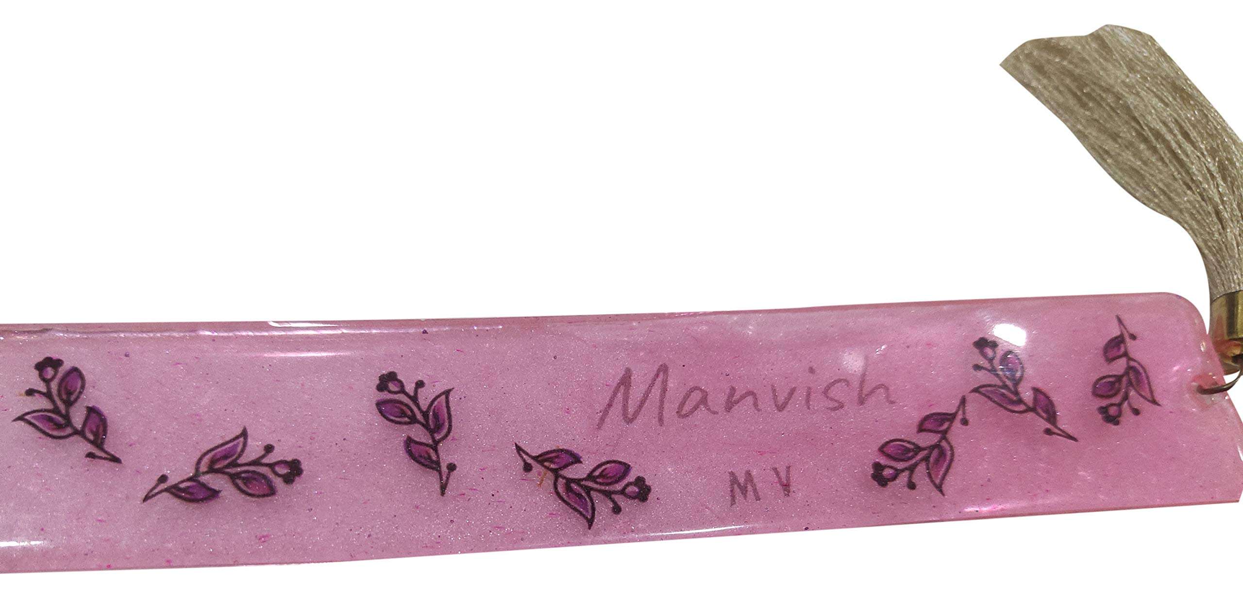 Manvish Makes Handmade Customized/Personalized/Logo Bookmark - 2.5 cm, Pink, Manvish_44 3