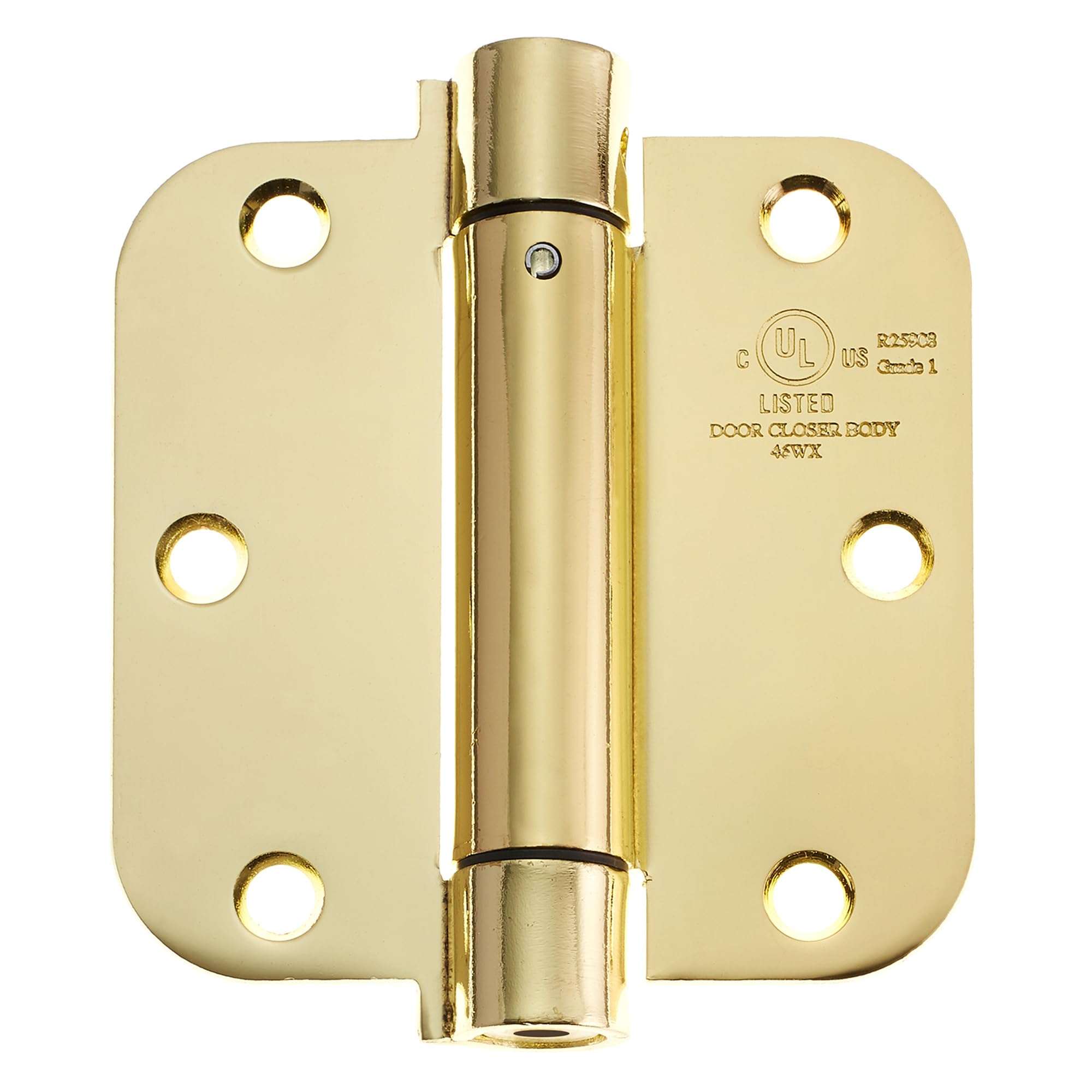 Cauldham (2 Pack) Heavy-Duty 3-1/2" Self-Closing Spring Door Hinge with 5/8" Radius Corners, UL Listed - Brass 3