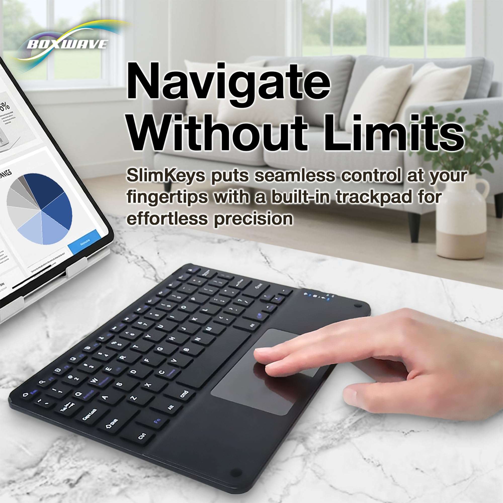 BoxWave Keyboard Compatible with Xiaomi Redmi Pad Pro 5G - SlimKeys Bluetooth Keyboard with Trackpad, Portable Slim TouchPad - Jet Black 4