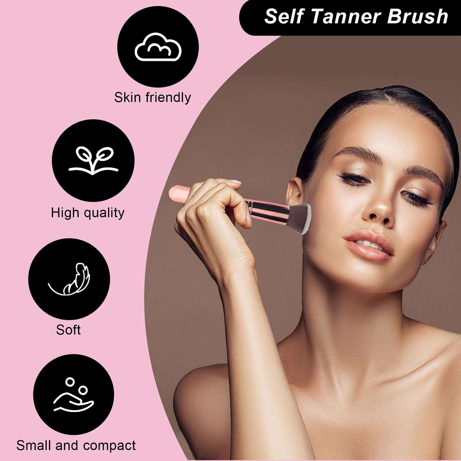 4 Pcs Self Tanner Mitt Applicator Kit - Self Tanning Mitt Glove,Self Tanner Back Applicator,Mini Face Tanner Mitt,Face Tanner Brush Soft Streak-Free Reusable & Washable for Women Girl Men (Pink) 6