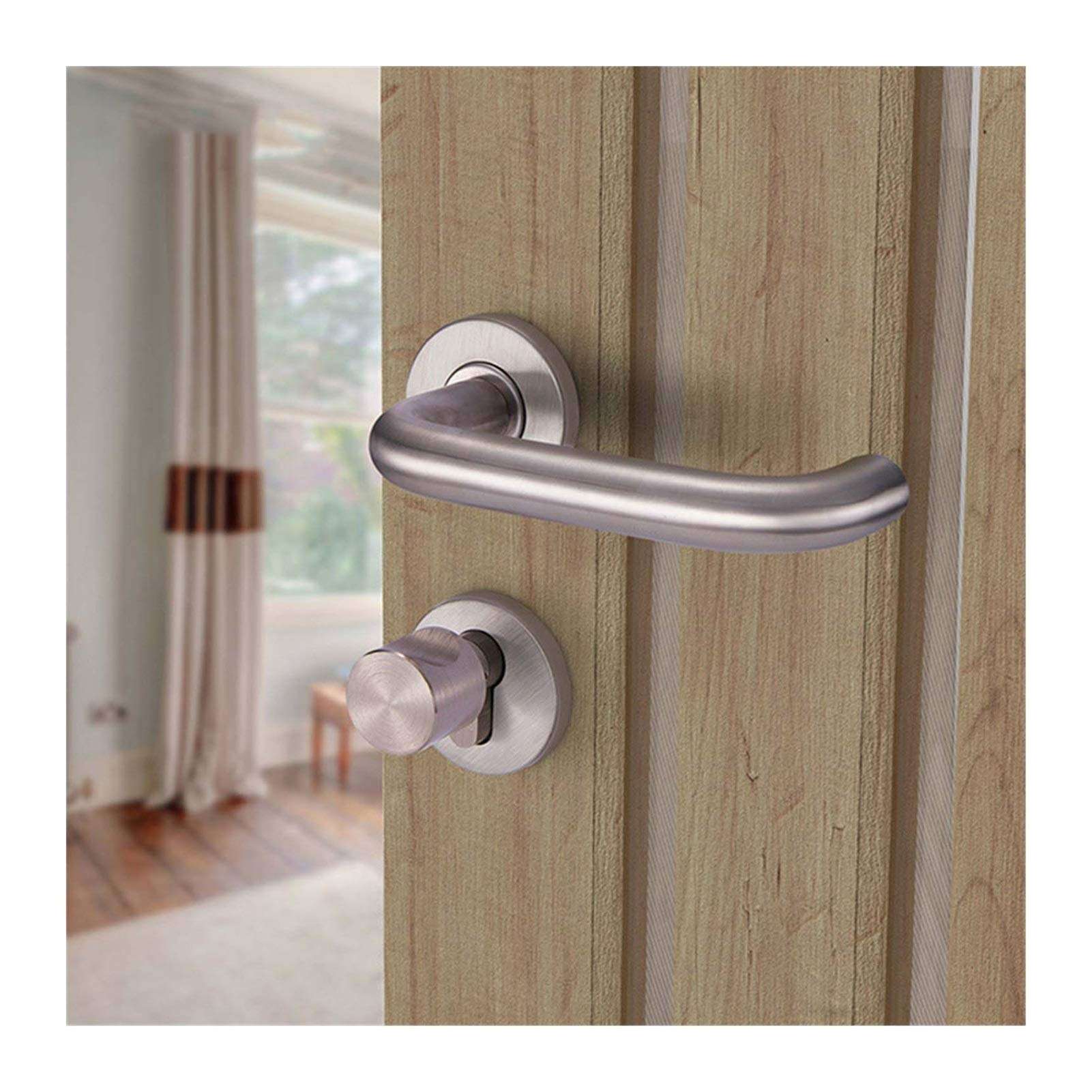 WSZMD Closet Passage Door Locks Silver Stainless Steel Door Handles with Lock for Interior Doors Sliding Room Bathroom Door Handles Lever Hardware, Internal Lever Handl (Color : Handle) 3