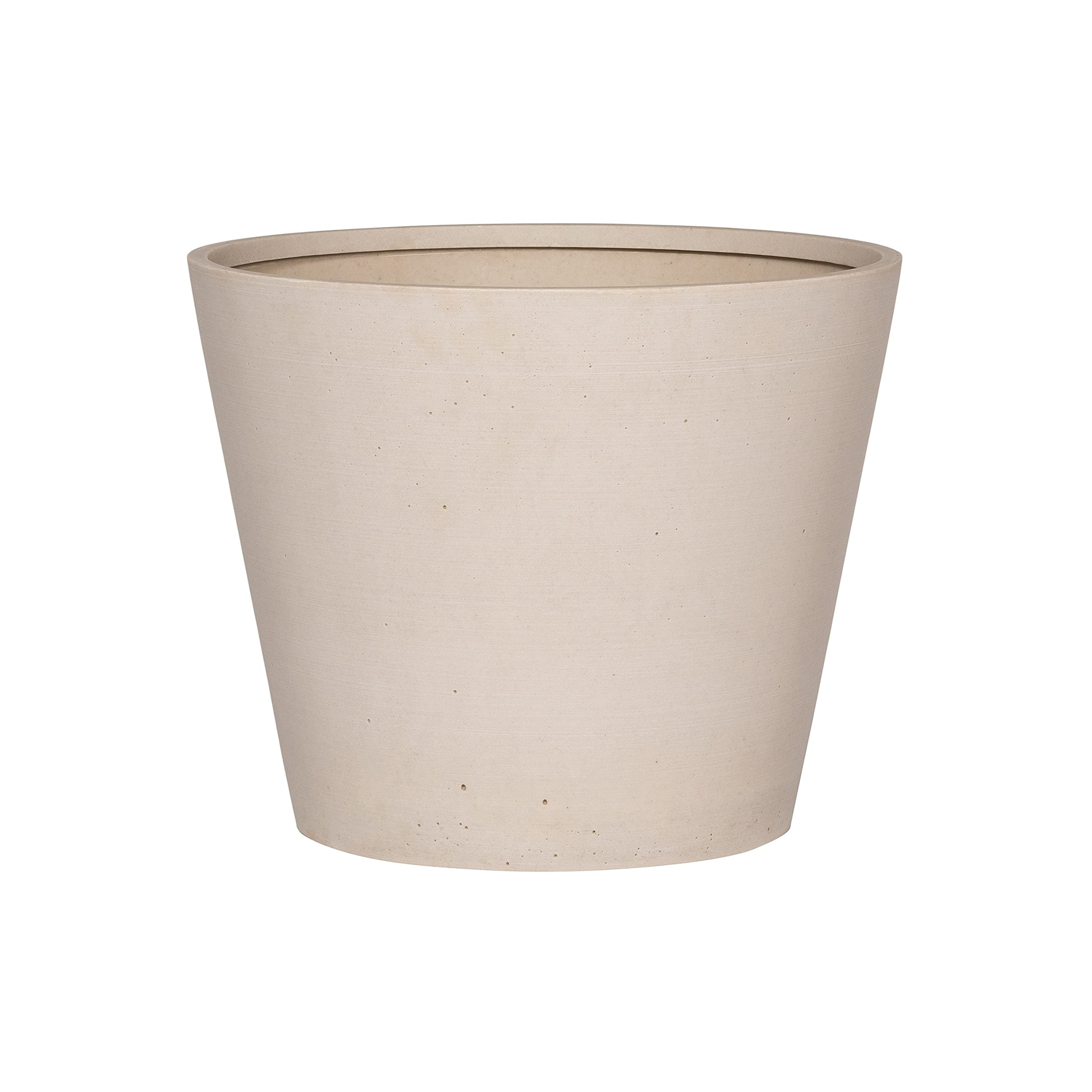 Pottery Pots Bucket Small Sandstone Indoor Outdoor Modern Thin Planter, 15.8 Inch Tall, Natural White