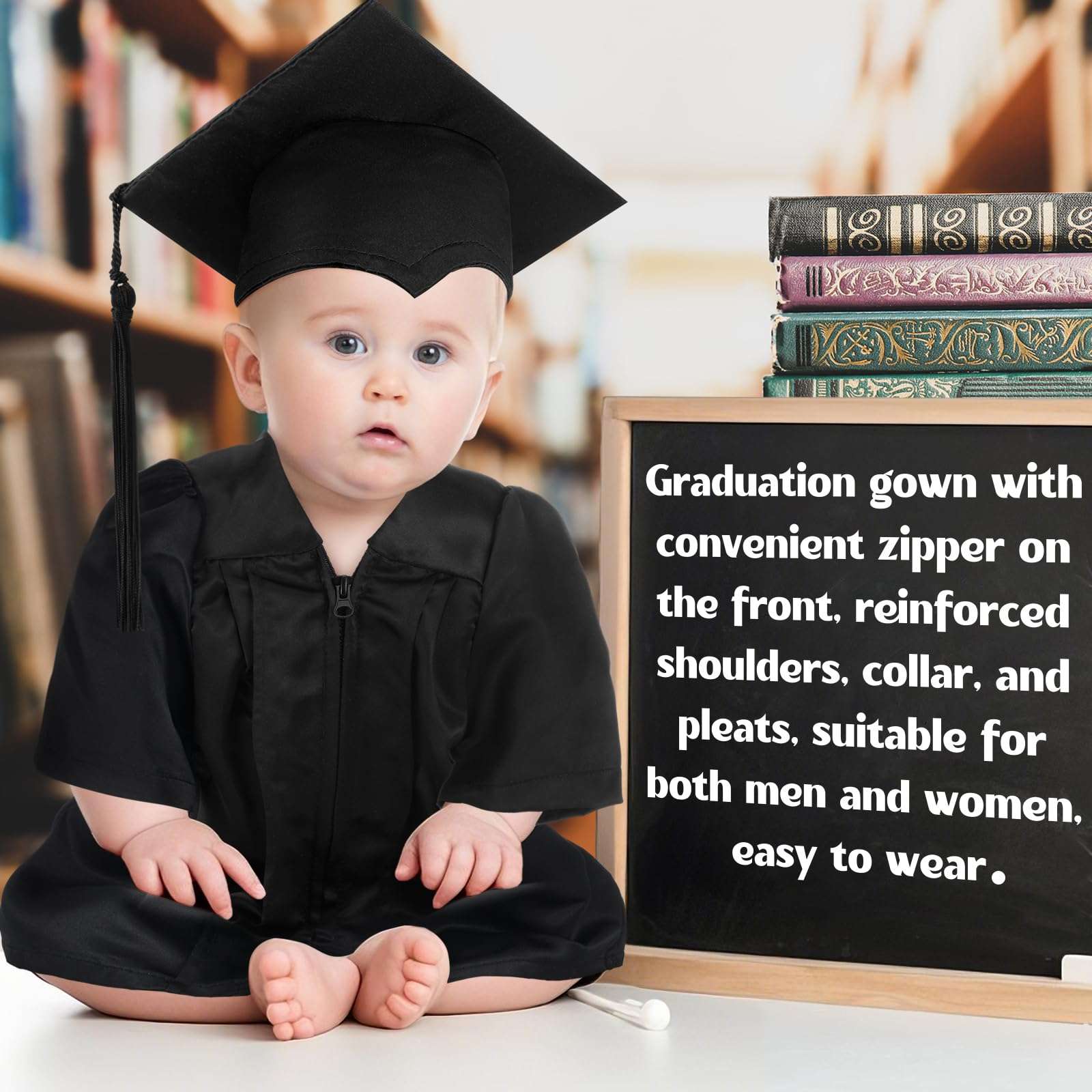 Cozypower Baby Graduation Cap and Gown for Infant Toddler Costume With Certificate for Preschool Nicu Gift(M(6-12 Months)) Black 6