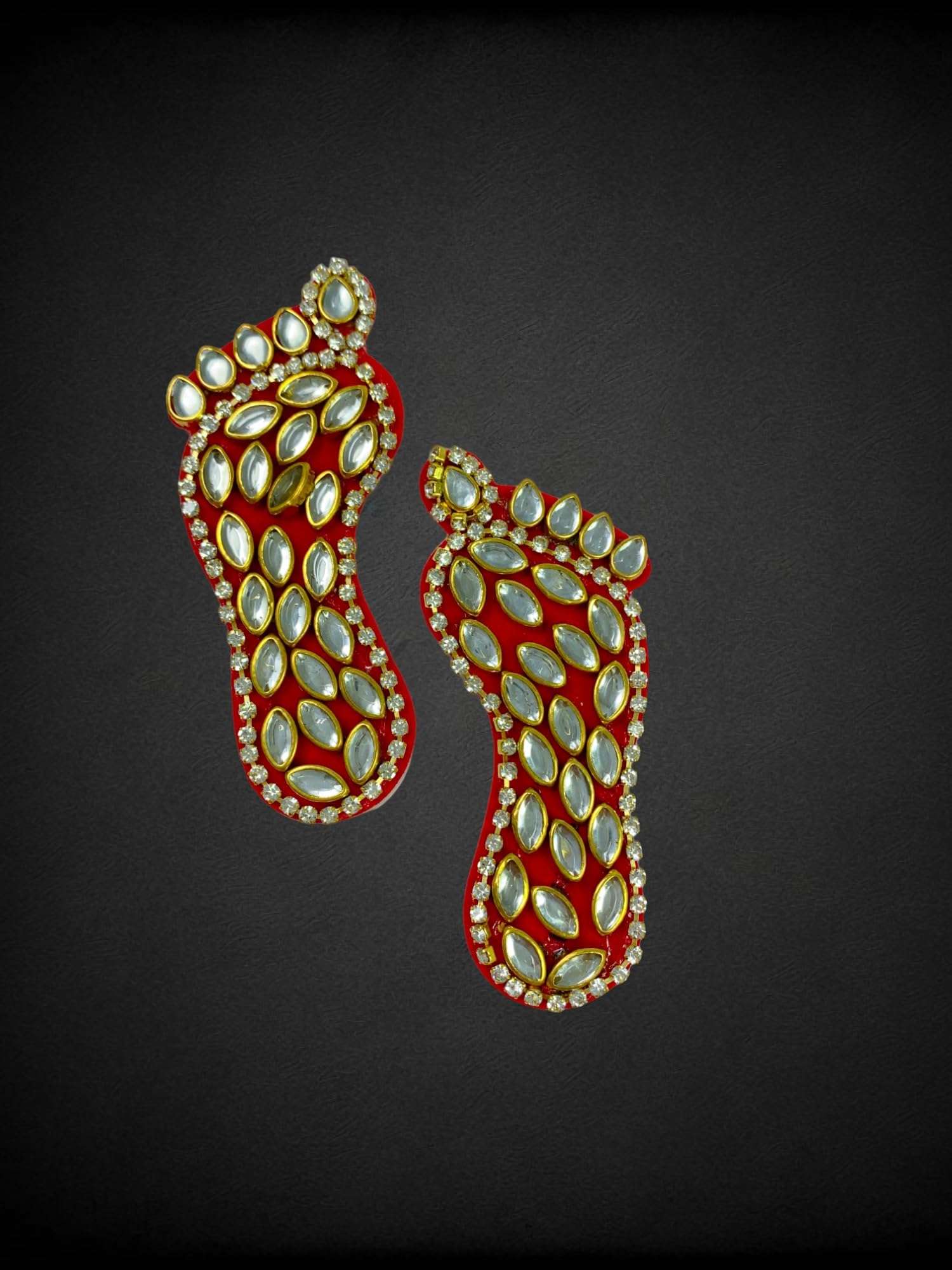 Sesonby 2 Pair Set Kundan Lakshmi Charan Paduka Diwali Lakshmi Charan Lucky Charm Footprints of Maha Lakshmi Diwali Decoraion Pooja Festival Decoration Wall Stickers 3