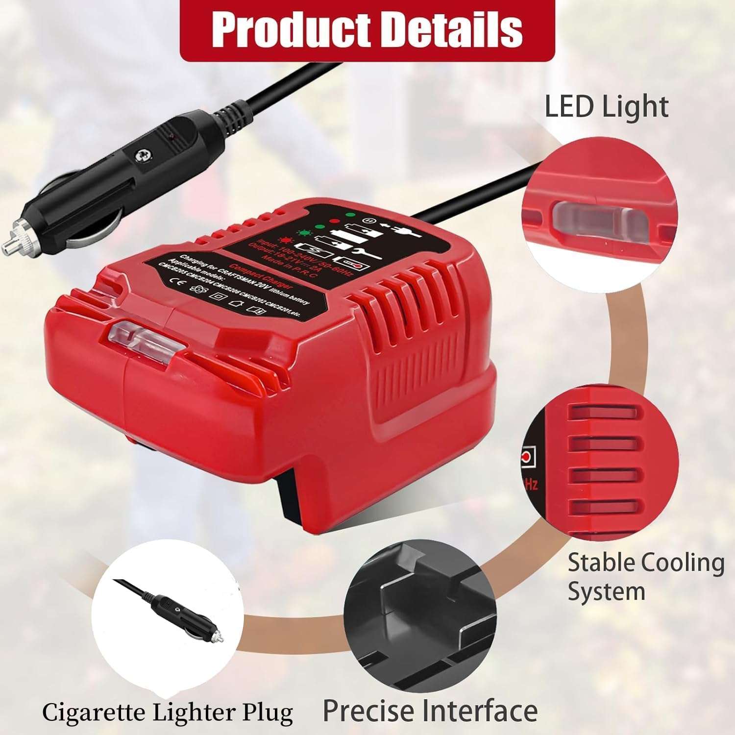 Craftsman 20V Battery Charger Replacement - Compact, Car Use (12V Input) 4