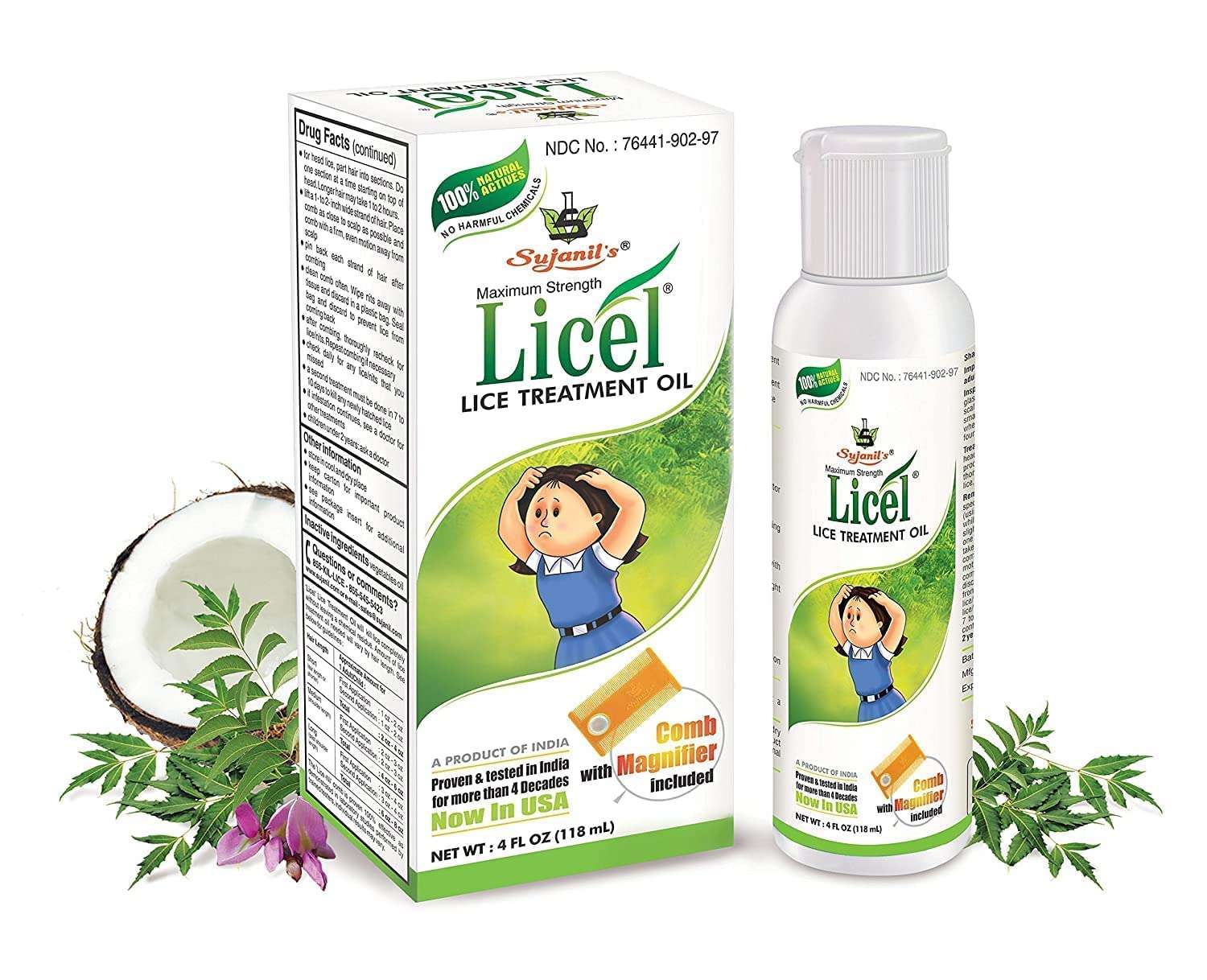 Licel Natural Lice Treatment Kit - Guaranteed to kill Lice & Nits - All Natural with Neem & Tea tree Oil - (118 ml) Lice Kit with Oil & Comb 1
