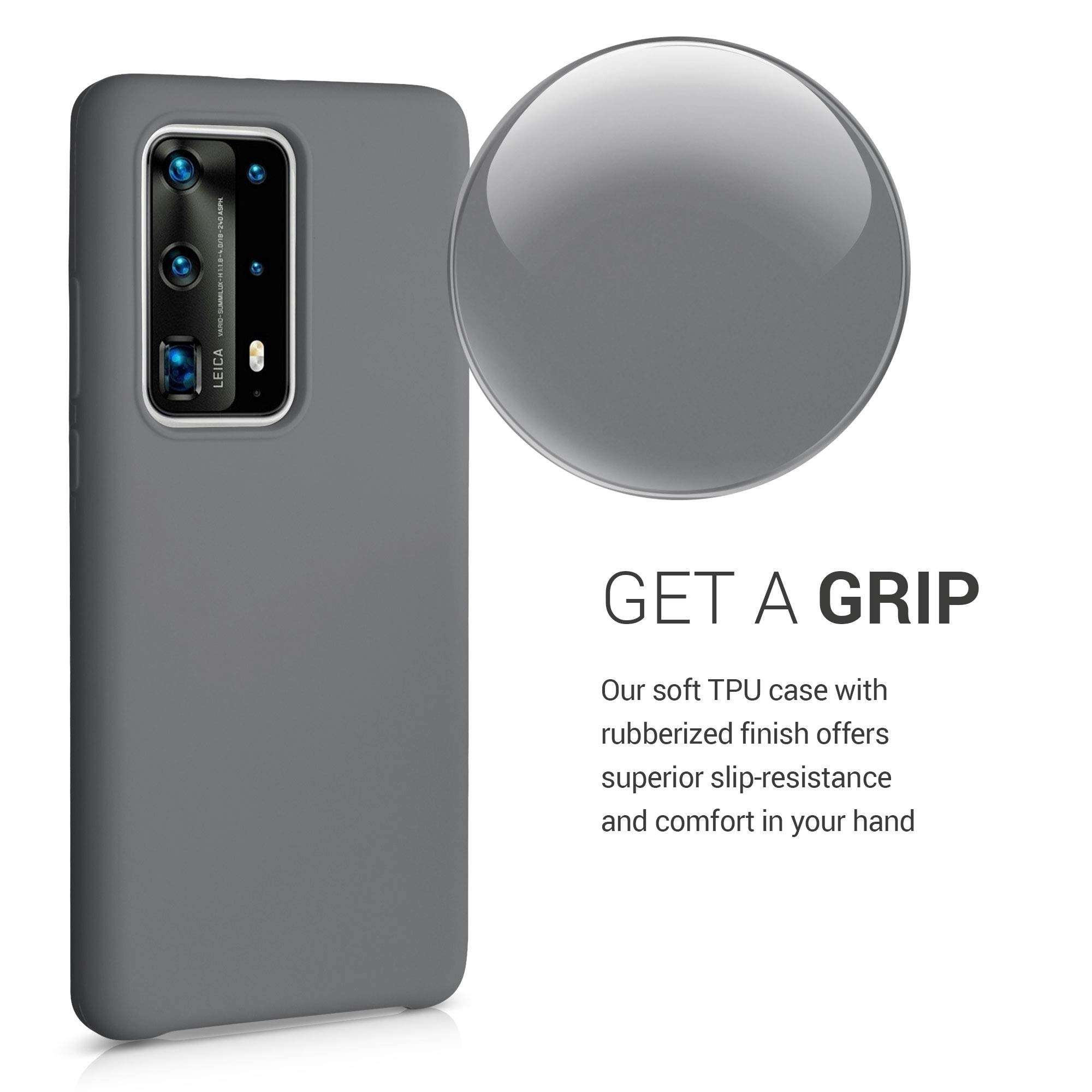 kwmobile TPU Silicone Case Compatible with Huawei P40 Pro Plus - Case Slim Phone Cover with Soft Finish - Titanium Grey 3